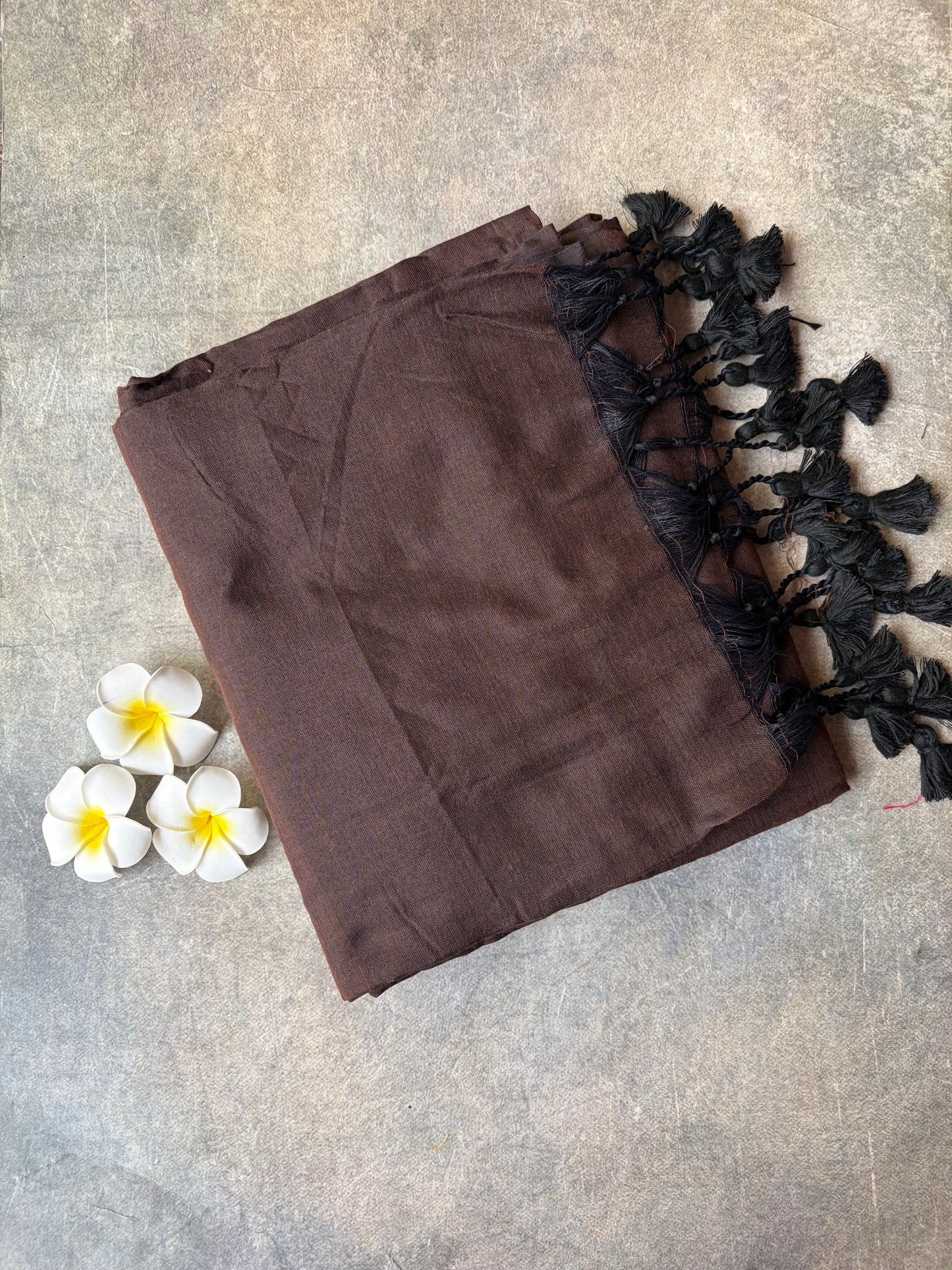 Khadi Cotton Saree Brown | TLL714