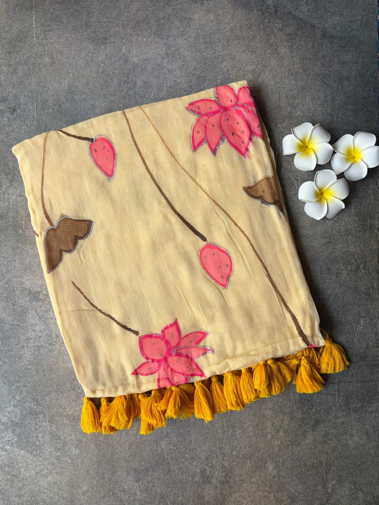 Hand Painted Mul Mul Cotton Saree | TLL520