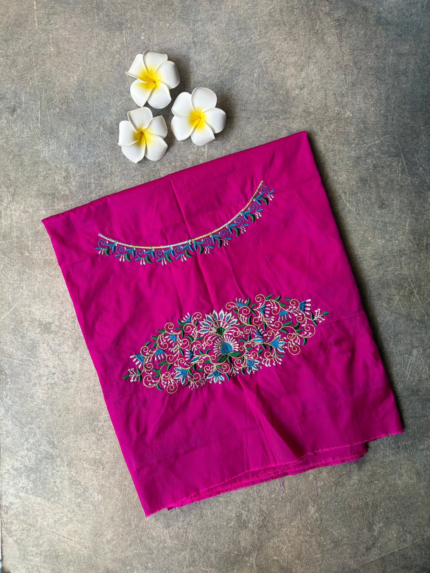 Embroidery Work Silk Blouse Piece Magenta | TLL354