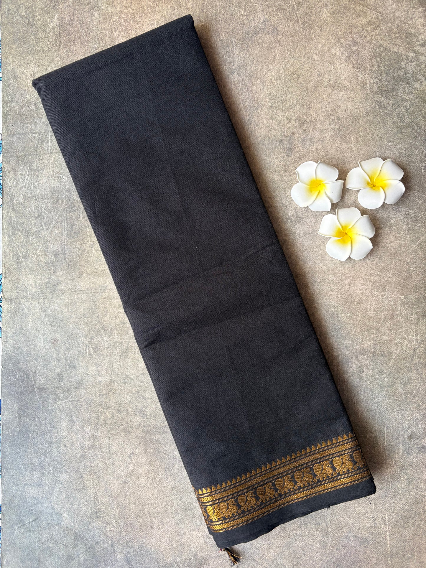 Kanchi Cotton Saree Black | TLL276