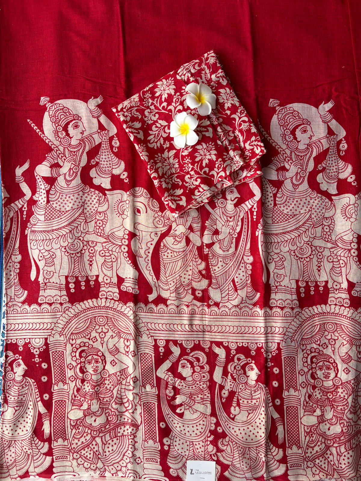 Traditional Kalamkari Soft Cotton Saree Red | TLL618