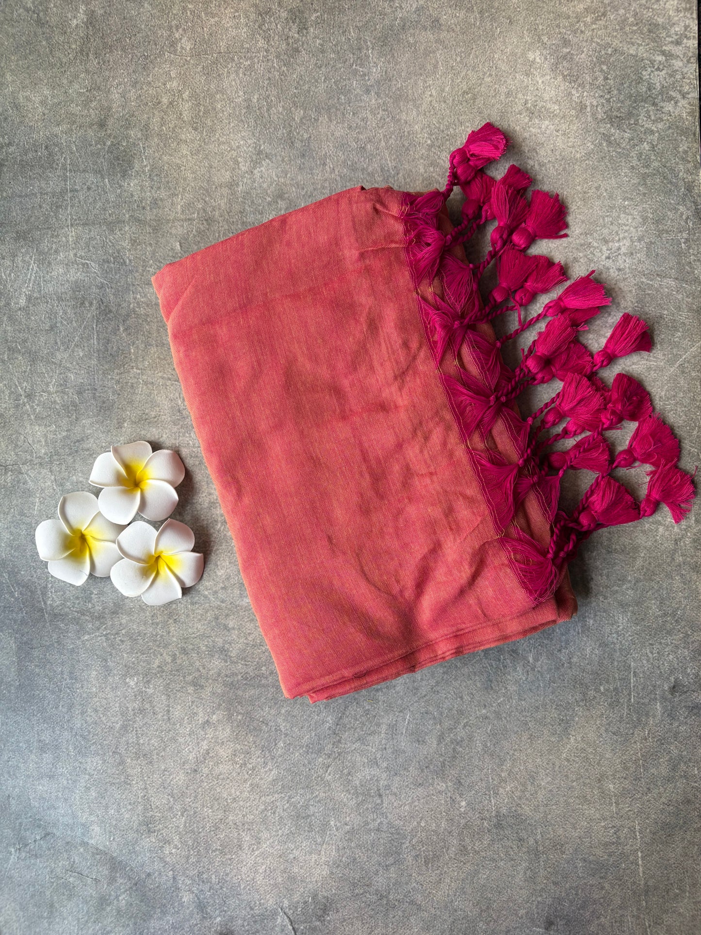 Khadi Cotton Saree Peach-Pink | TLL717