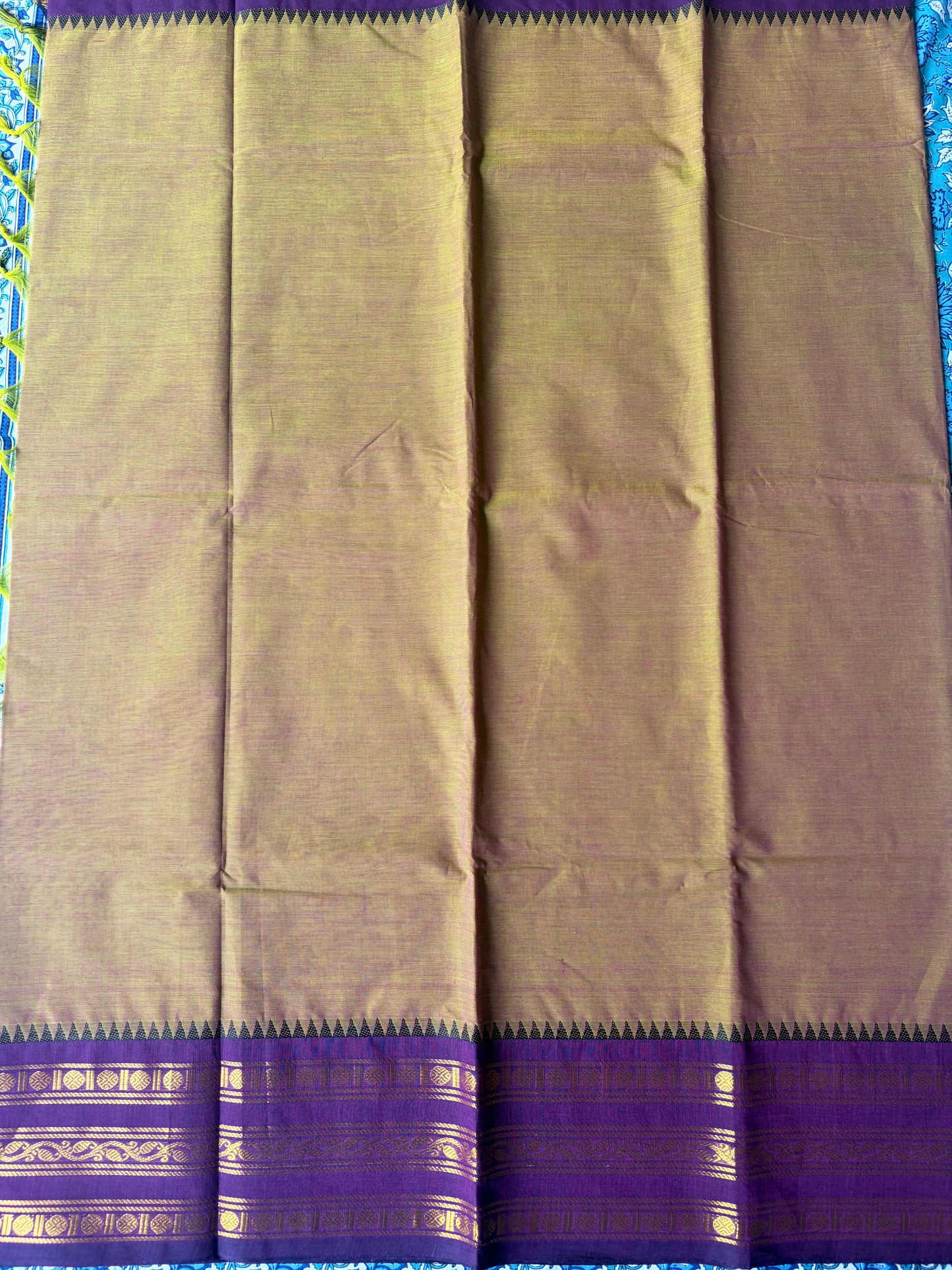 Kanchi Cotton Saree greenish Yellow | TLL255
