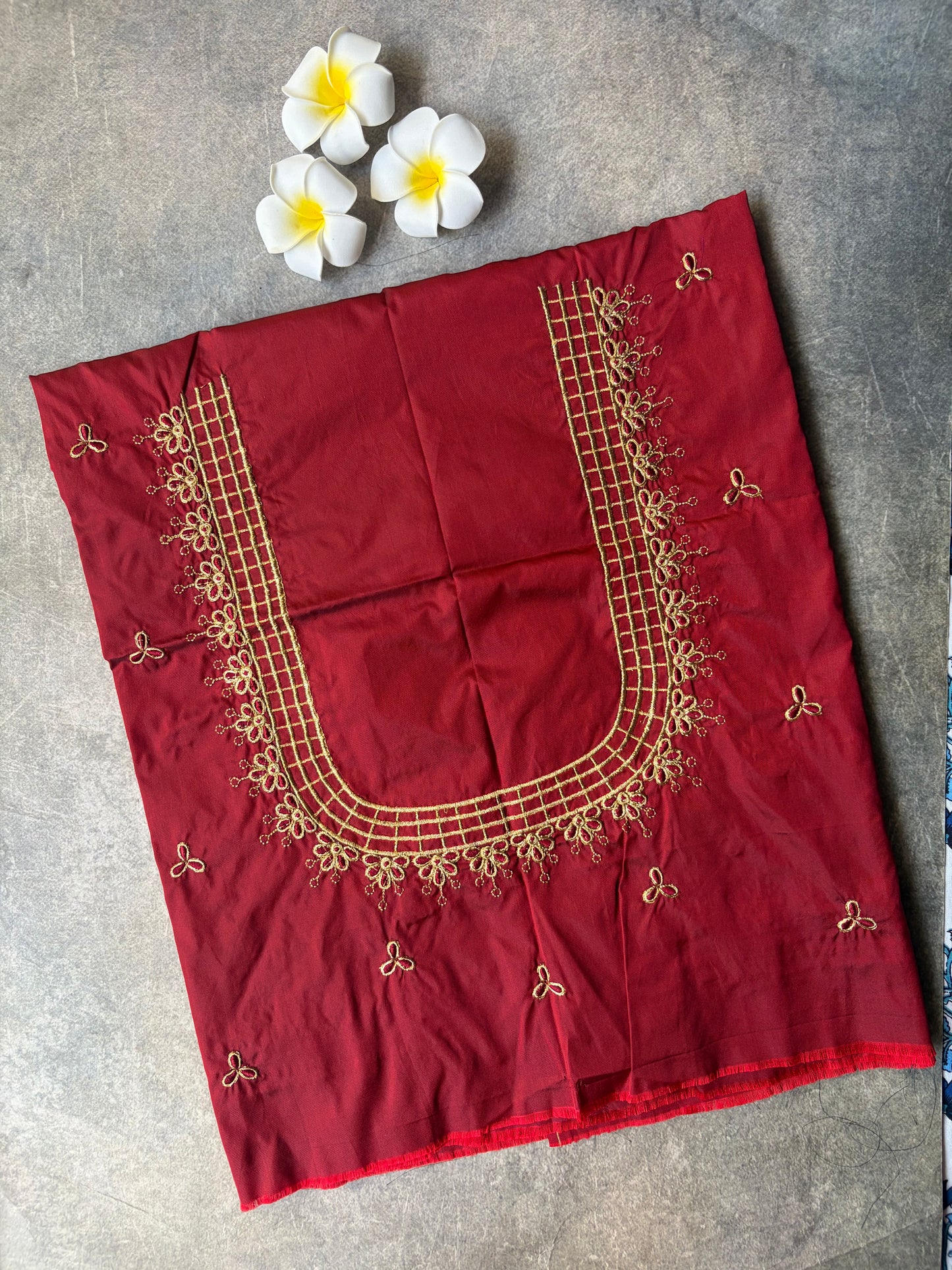 Embroidery work Silk Blouse Piece Maroon | TLL352