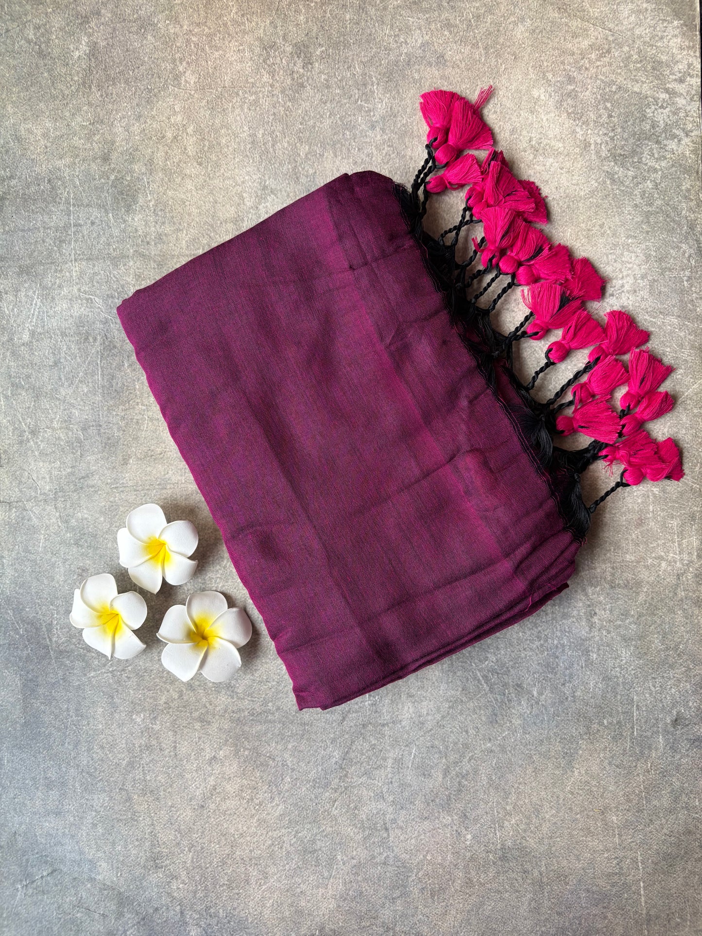 Khadi Cotton Saree Deep Maroon | TLL723