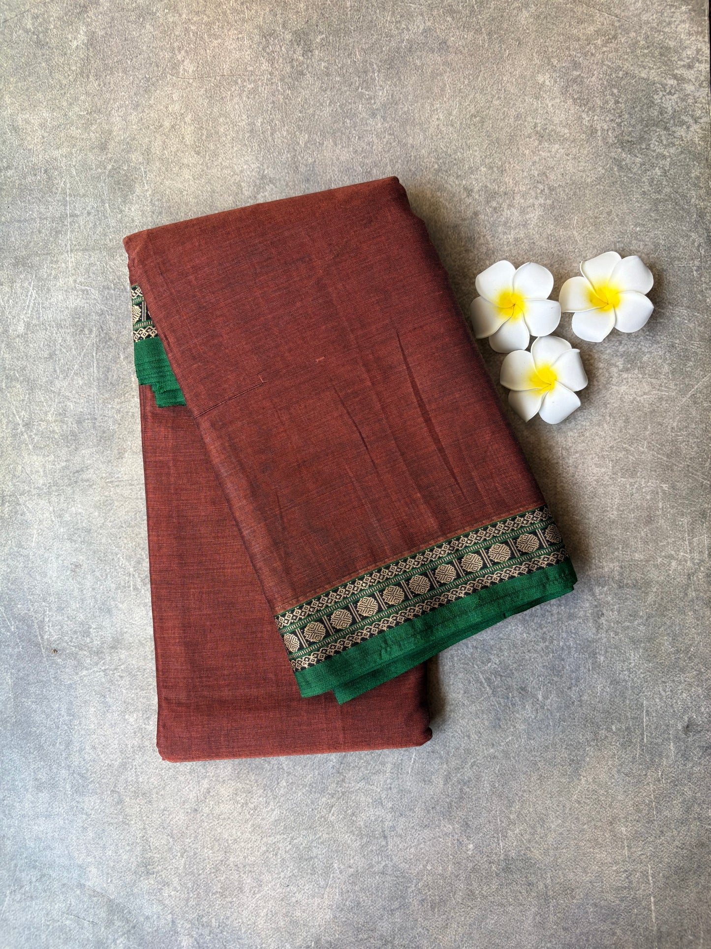 Narayanpet Cotton Saree Reddish-Brown | TLL456