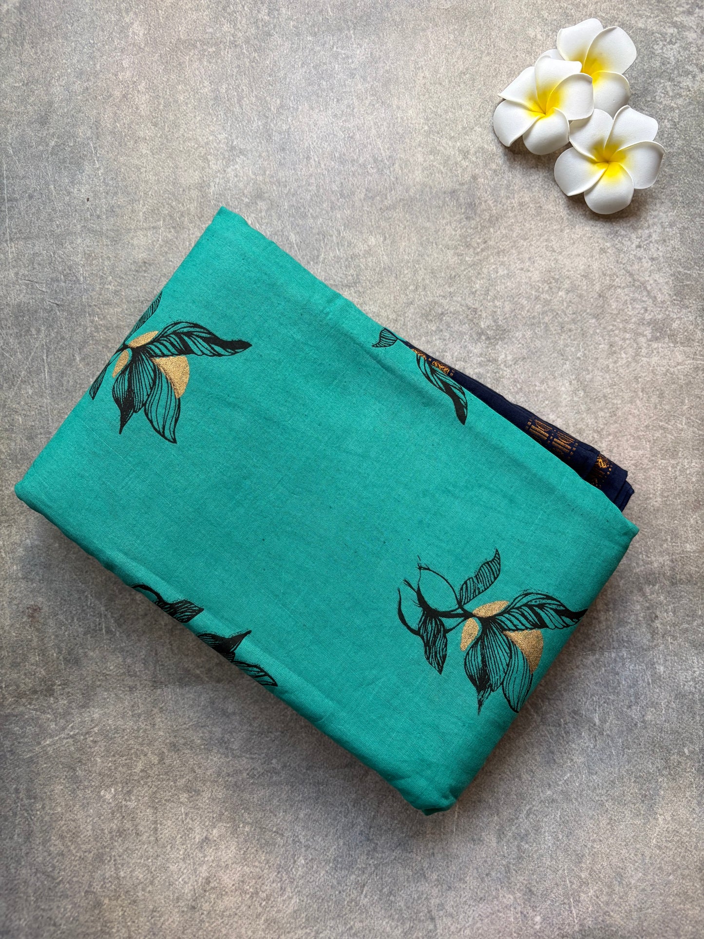 Soft Sungudi | Rama Blue Body with Navy Blue Border
