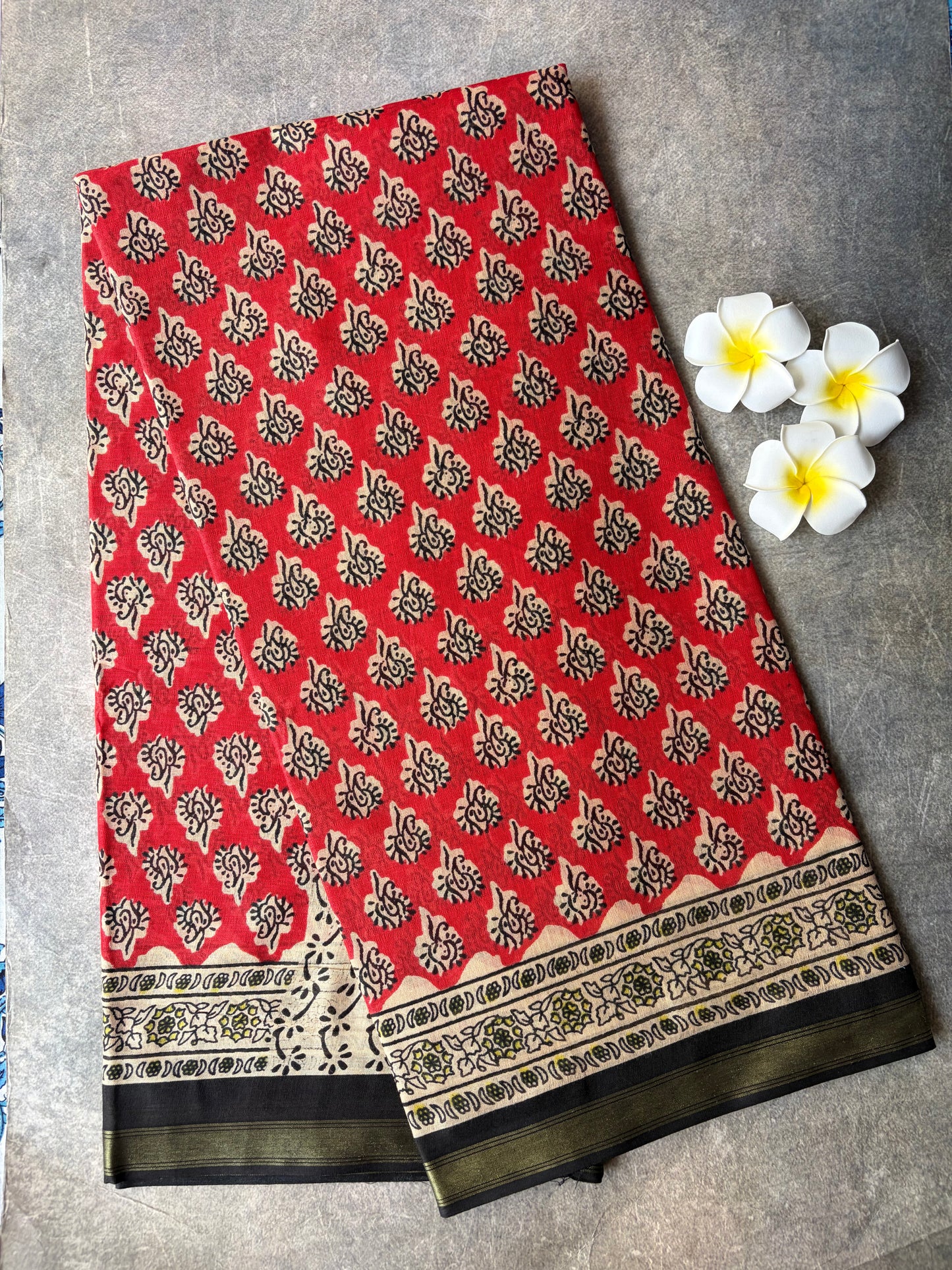 Daily Wear Soft Cotton Saree Red Under Budget | TLL226