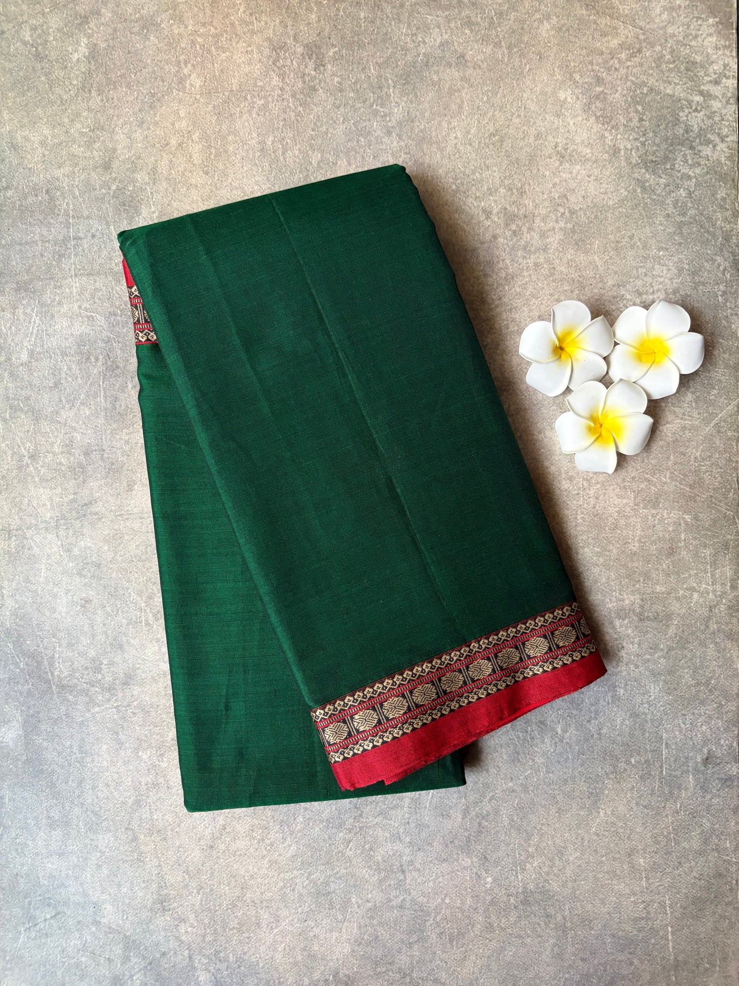 Narayanpet Cotton Saree Dark Green | TLL435