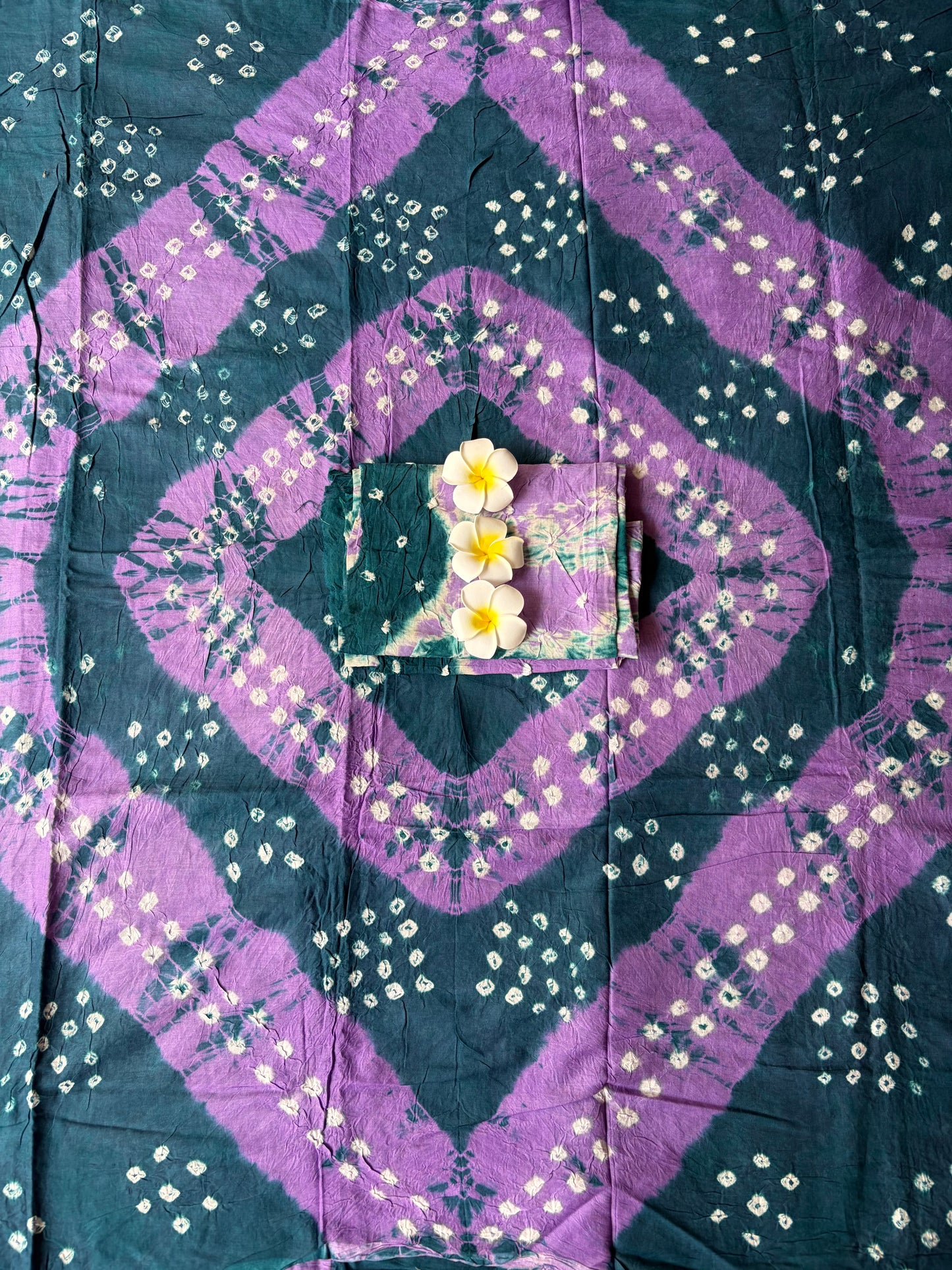 Bhandhini Cotton saree | Hand-knotted Sungudi Saree | Blue with Purple Colour | TLL196