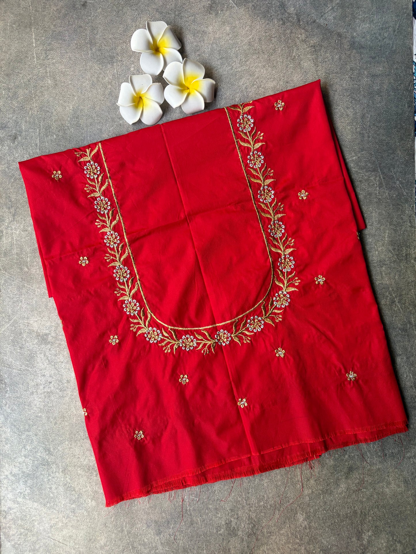 Embroidery Work Silk Blouse Piece Red | TLL356