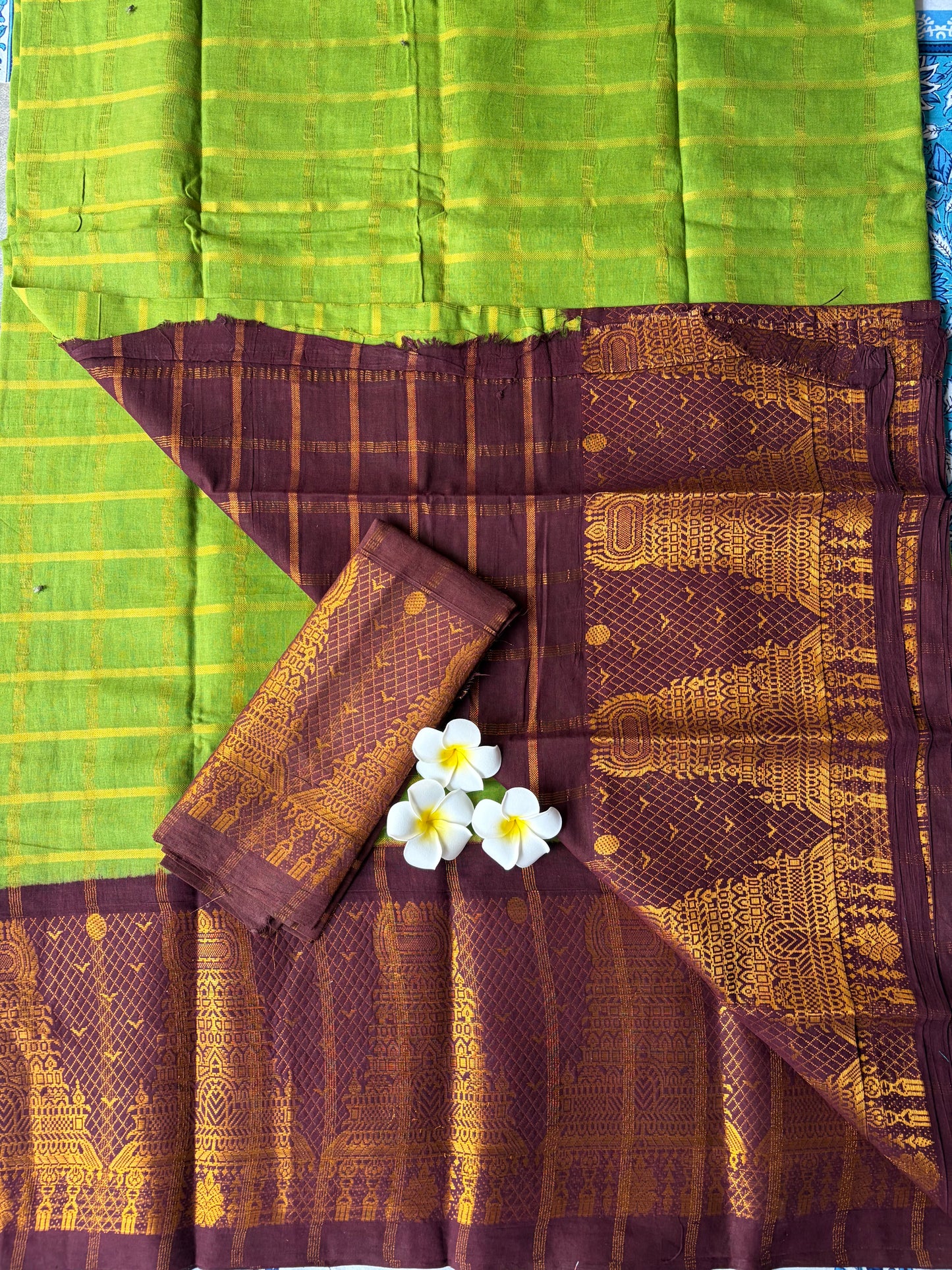 Temple Border Sungudi Saree Green Colour | TLL176