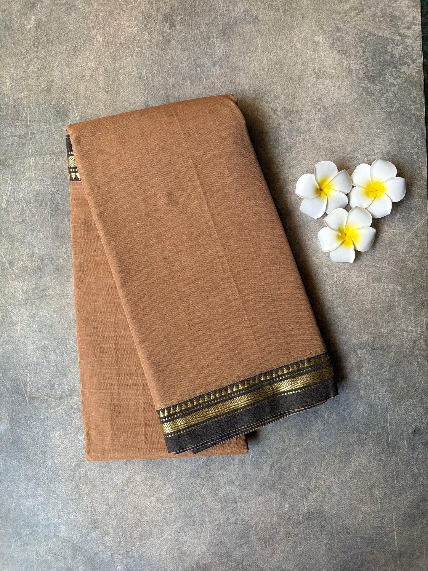 Narayanpet Cotton Saree Light Brown | TLL440