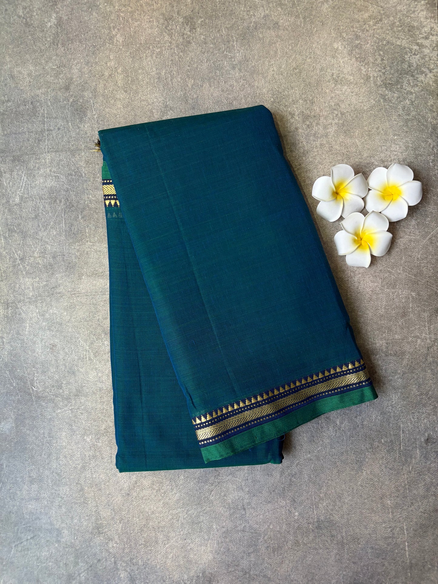Narayanpet Cotton Saree teal Green | TLL432