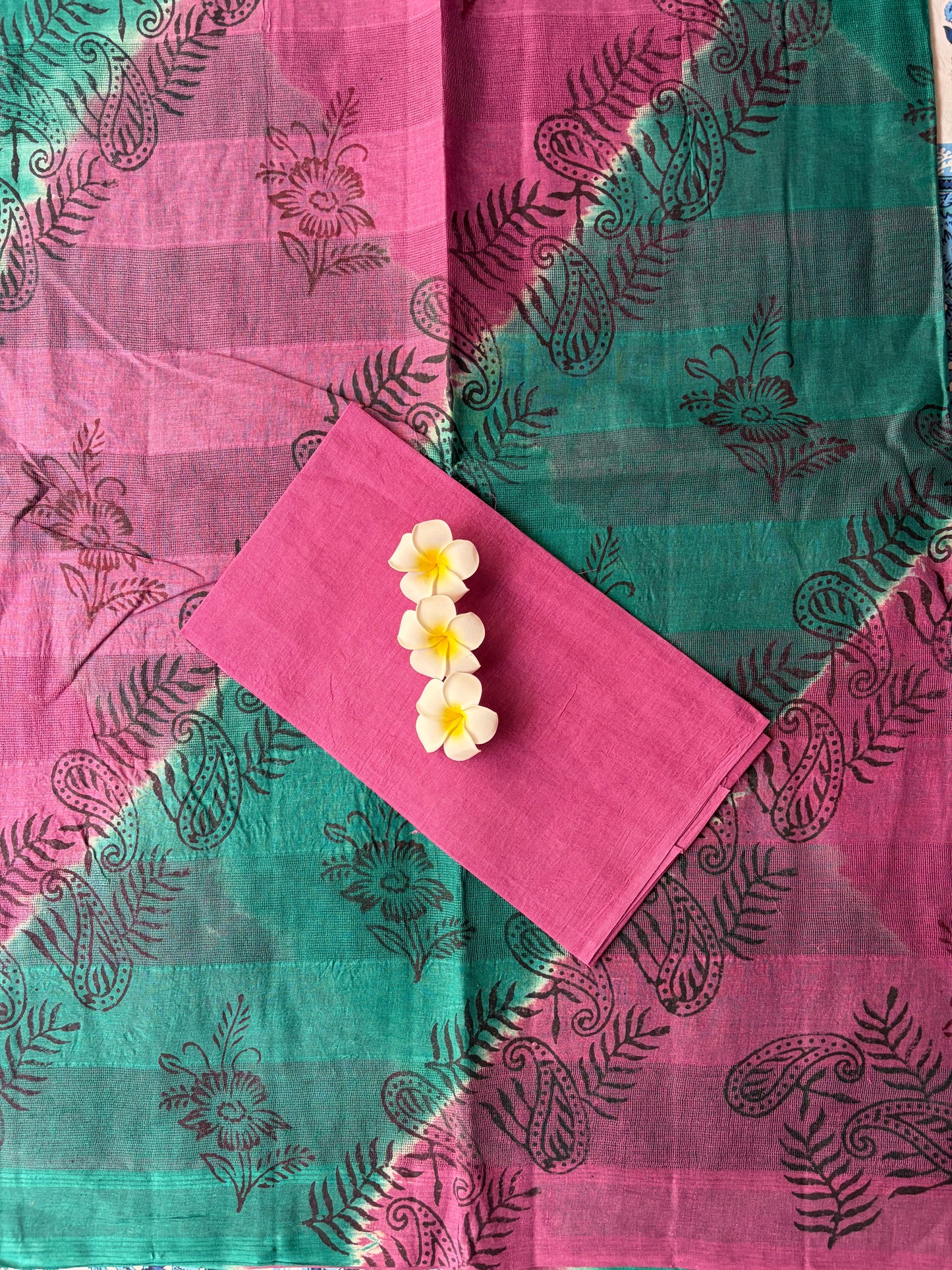 Green with Purple Kota Cotton Saree | TLL590