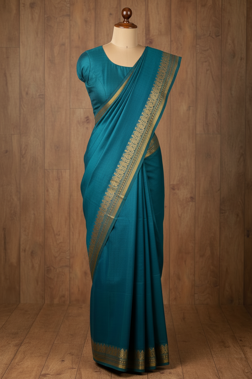 Chettinad Cotton Saree Blue Colour | TLL187
