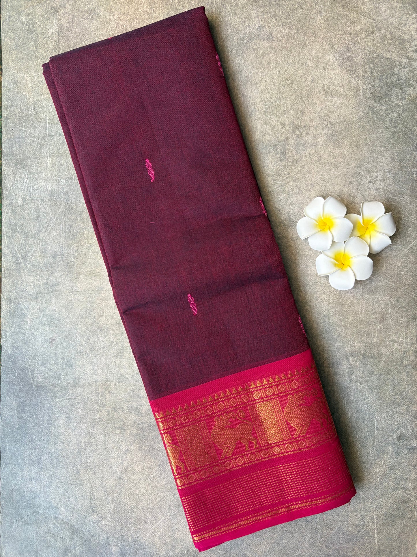 Kanchi Cotton Saree Deep Maroon | TLL367