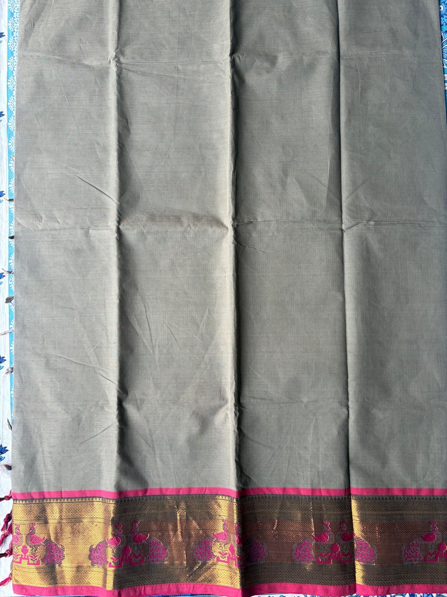 Kanchi Cotton Saree Grey | TLL256