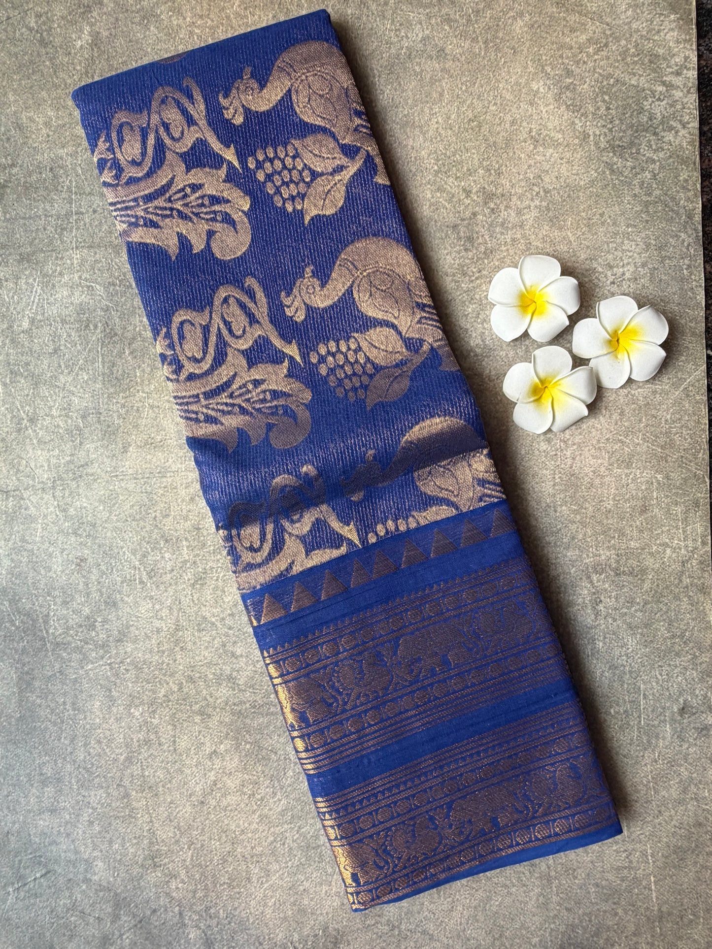 Kanchi Cotton Saree Rich Pallu Royal Blue | TLL708