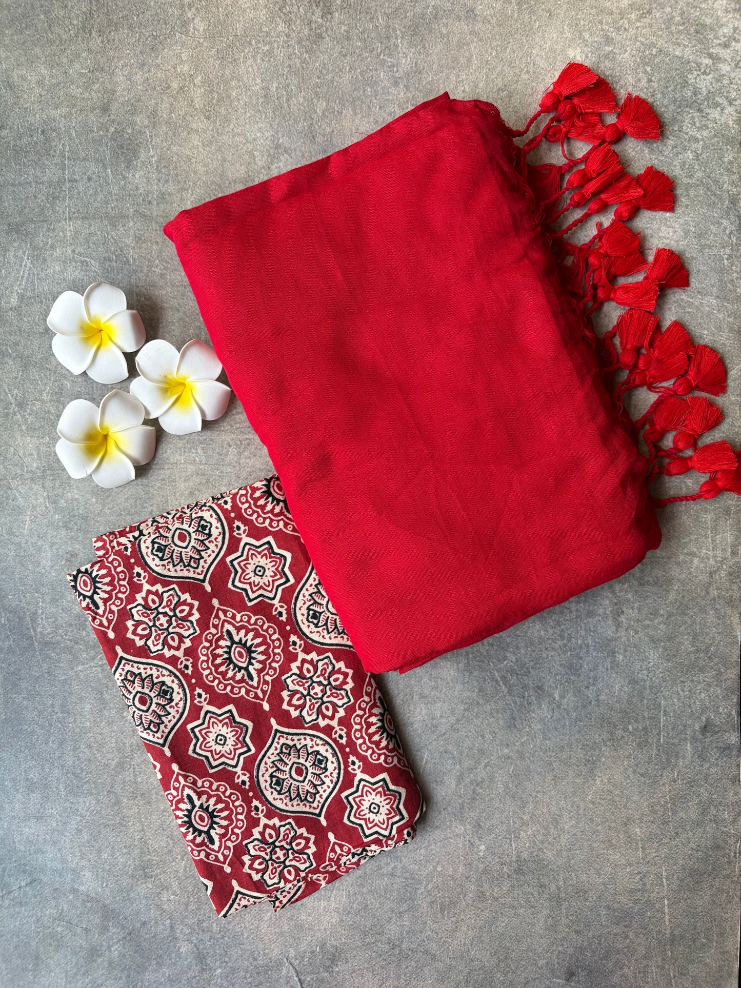 Khadi Cotton Saree Red | TLL732