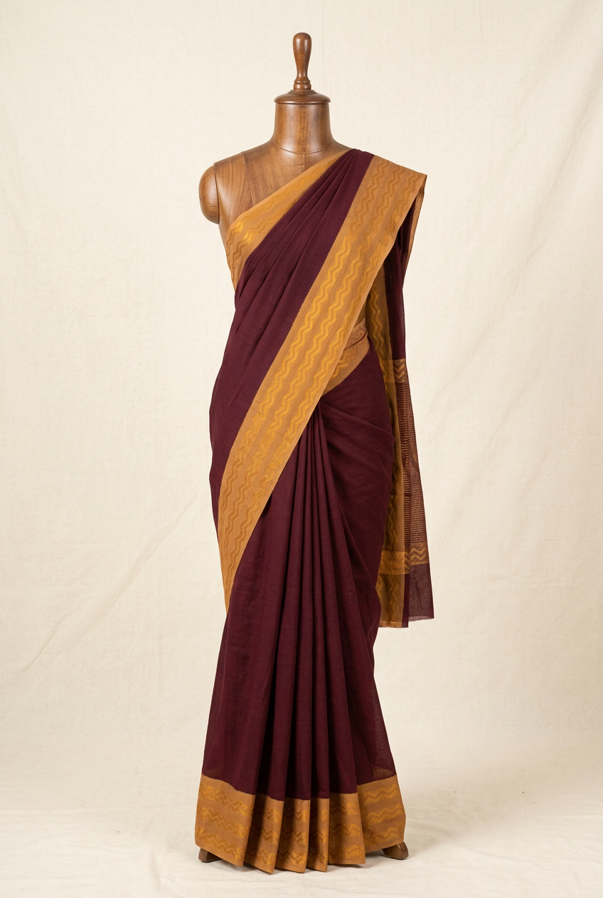 Plain Sungudi Cotton Saree Maroon | TLL301