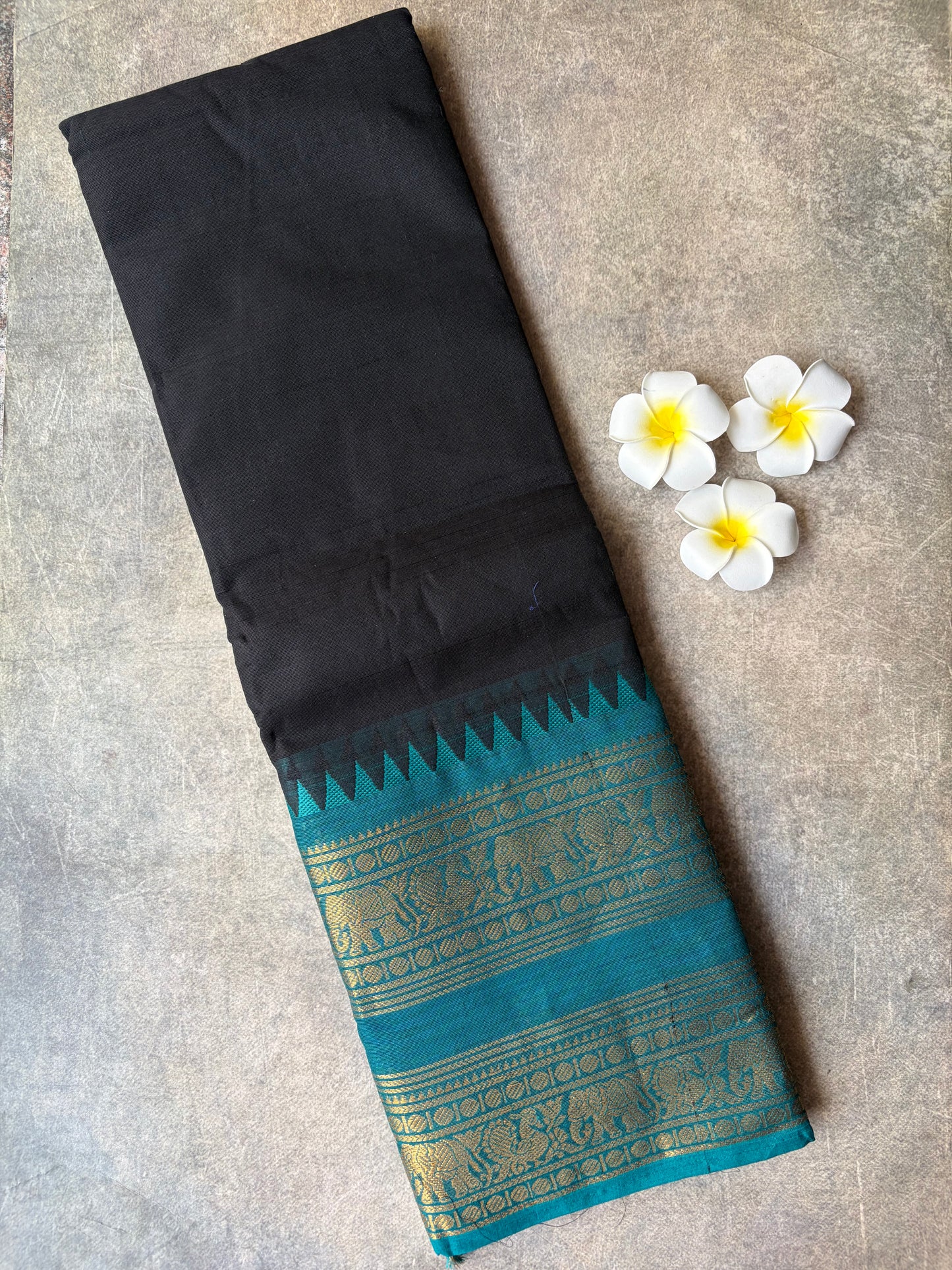 Kanchi Cotton Saree Black | TLL738