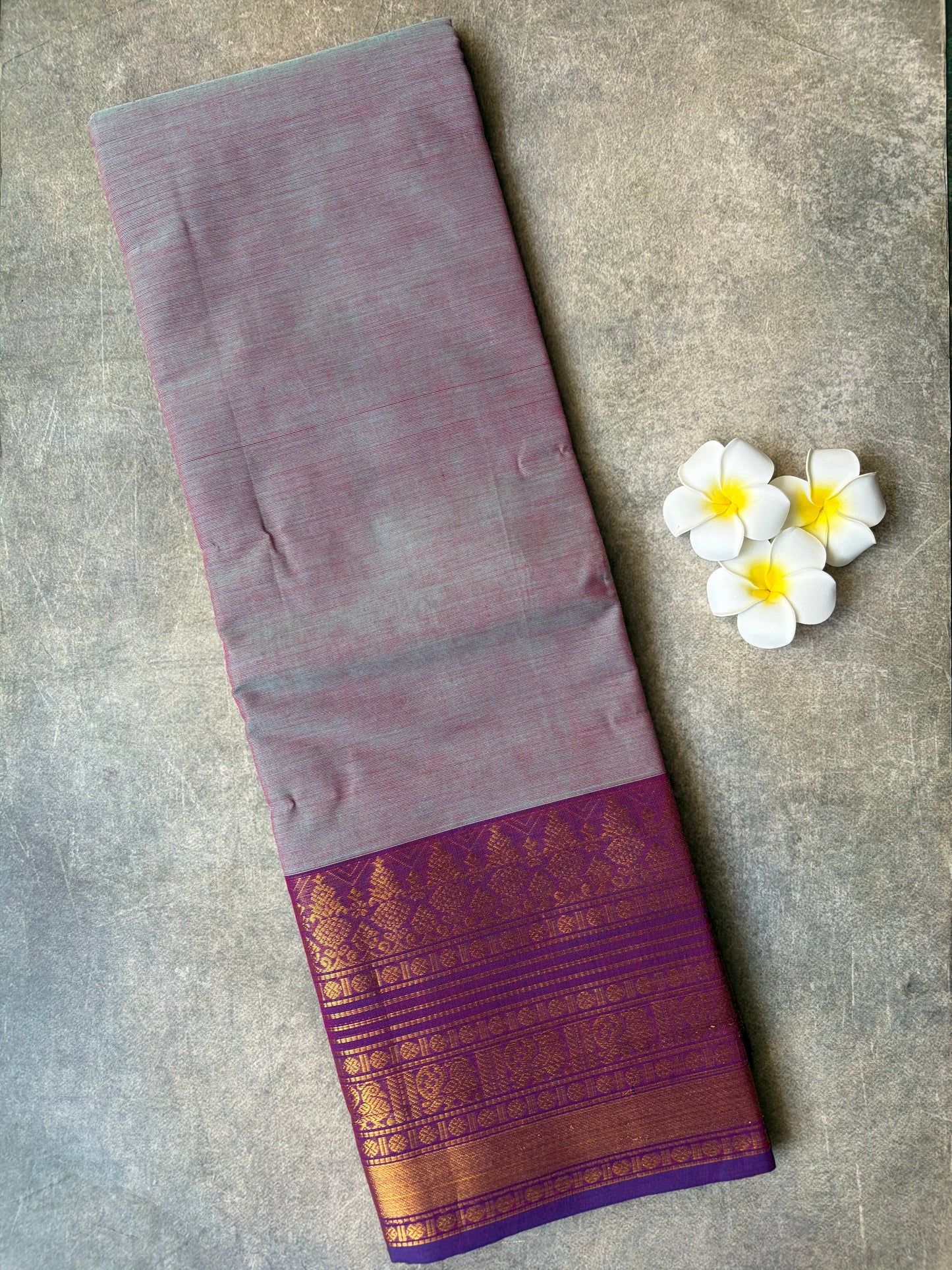 Kanchi Cotton Saree Greyish-Purple | TLL366