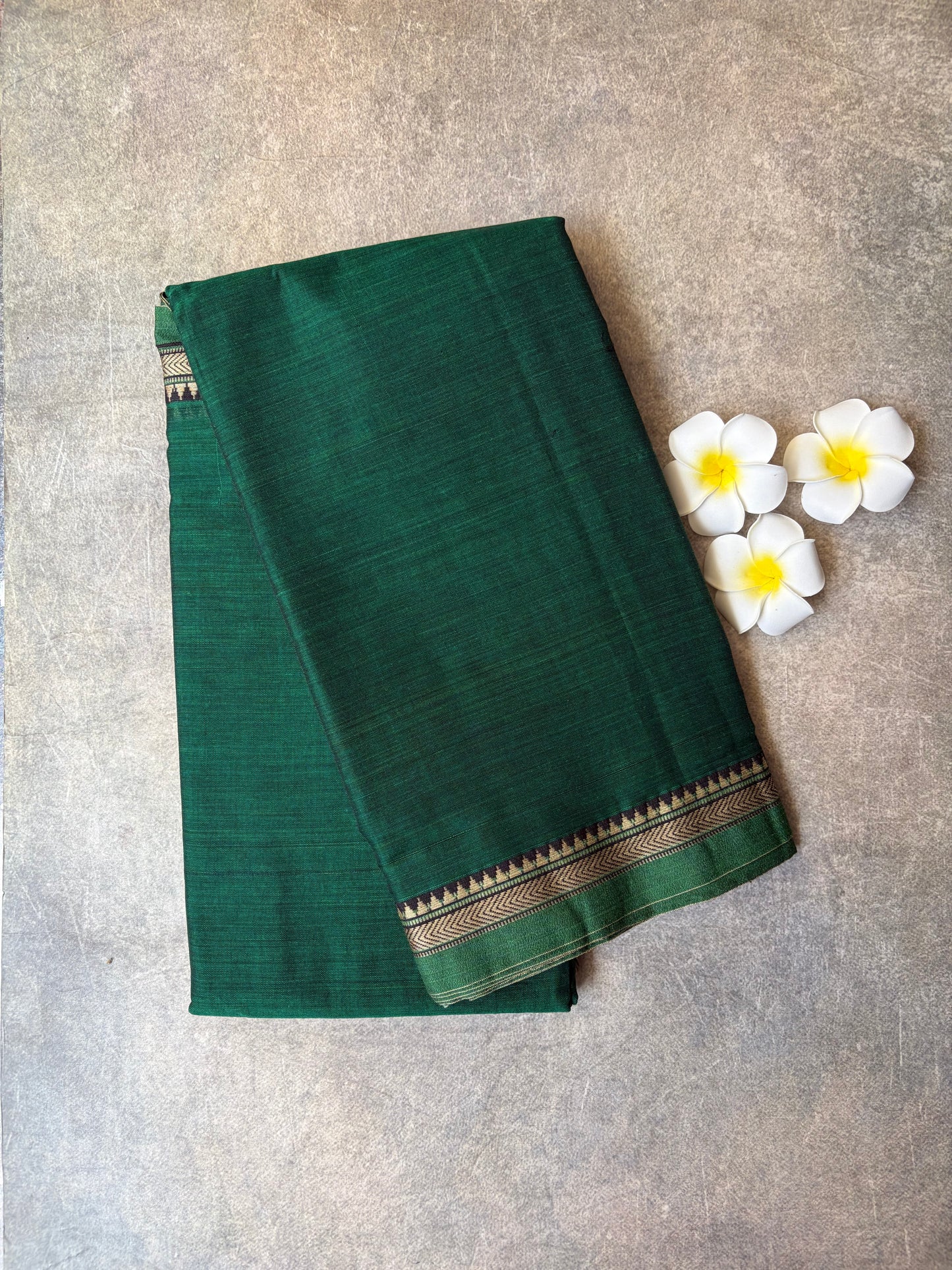 Narayanpet Cotton Saree Dark Green | TLL455