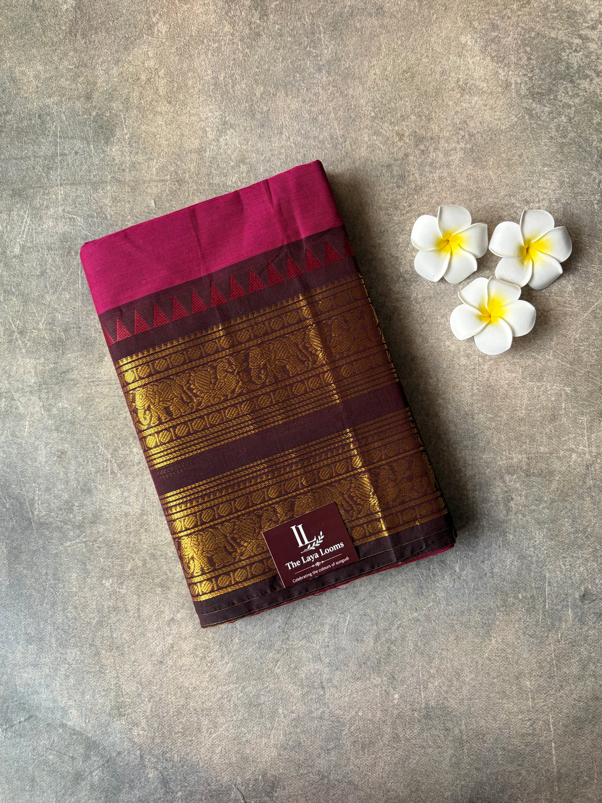 Kanchi Cotton Saree Magenta with Maroon Border | TLL667