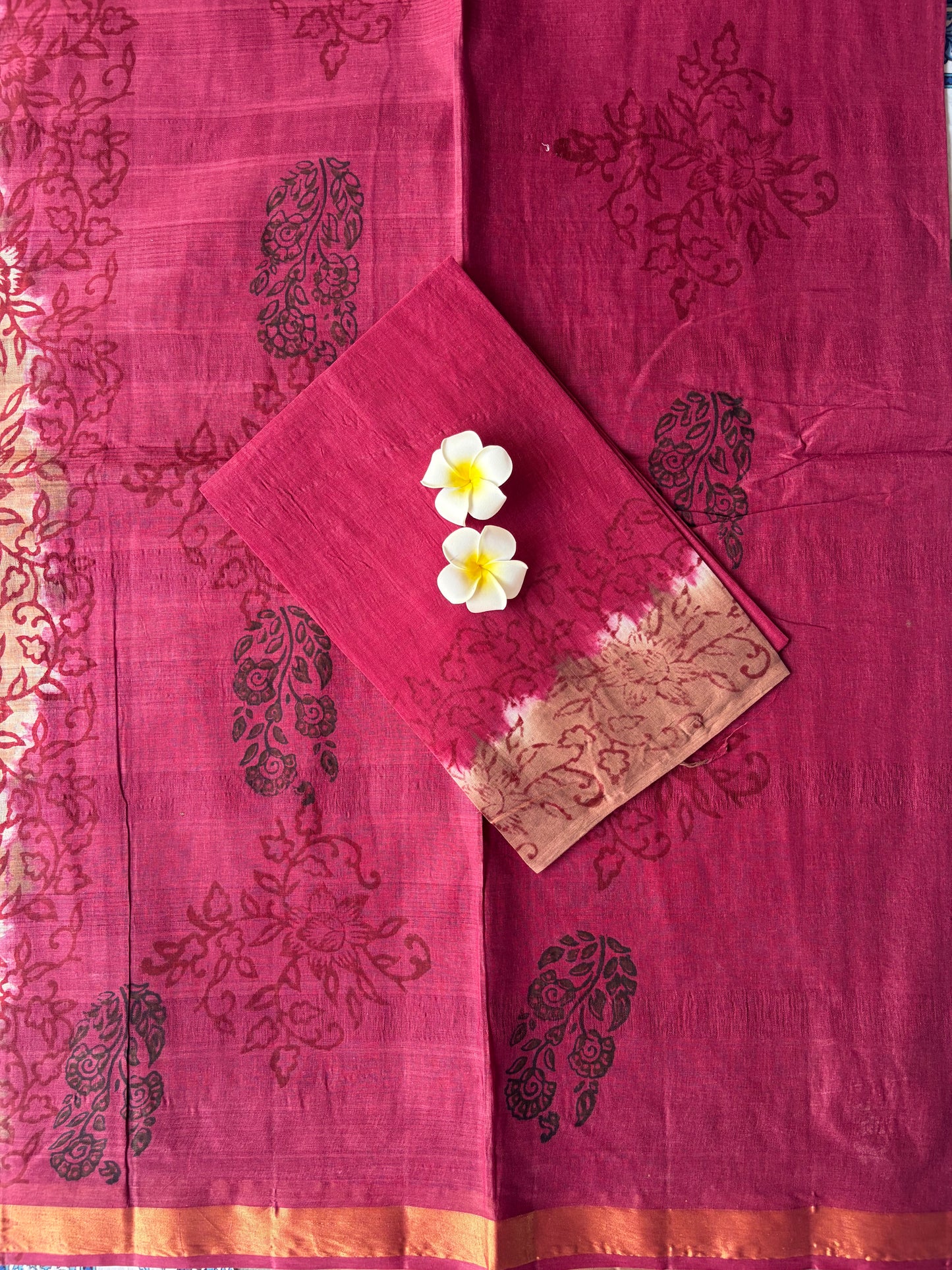 Maroon with Light Brown Pure Cotton Saree | TLL583