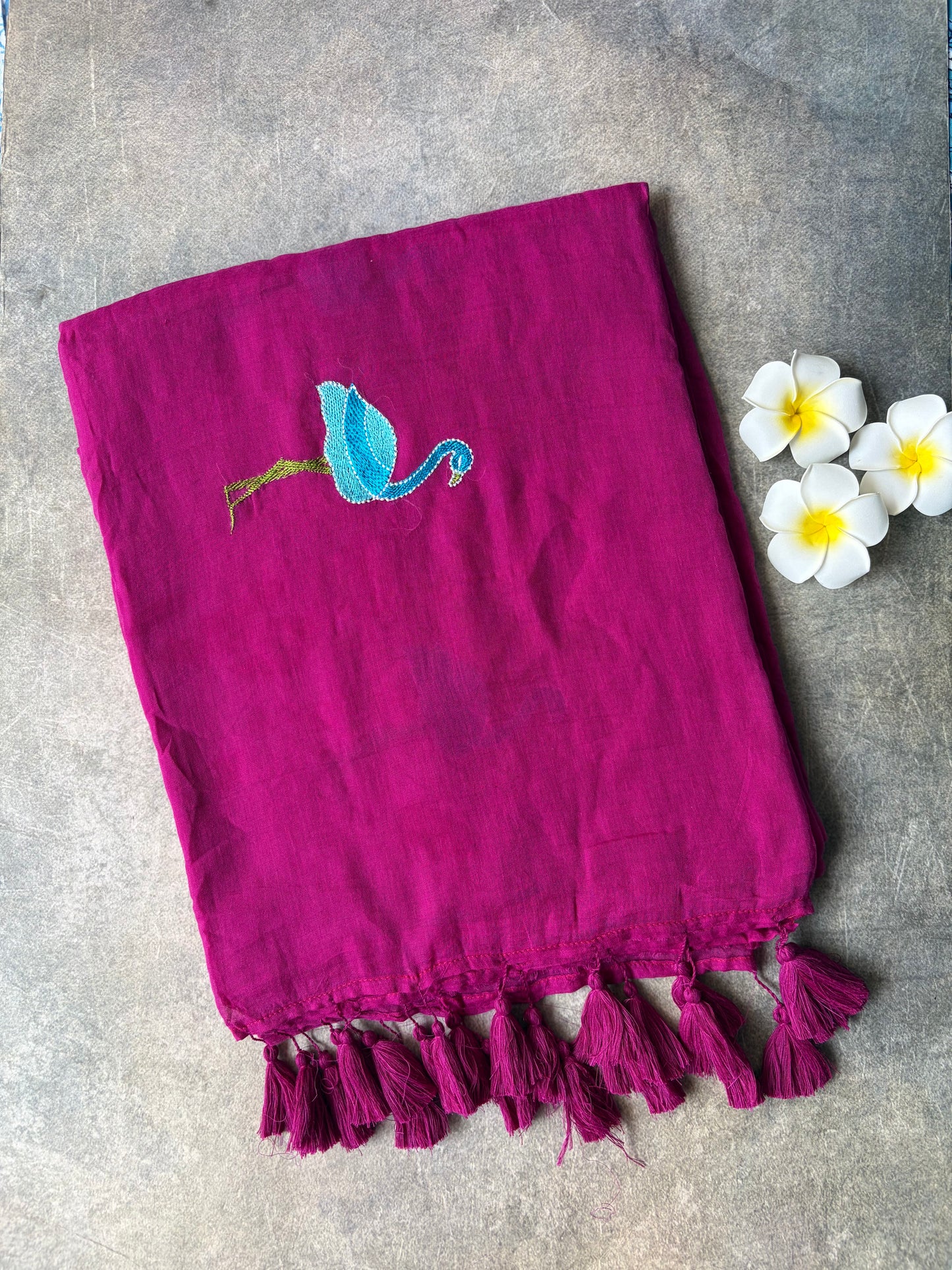 Flamingo Mul Mul Cotton Saree Magenta | TLL553