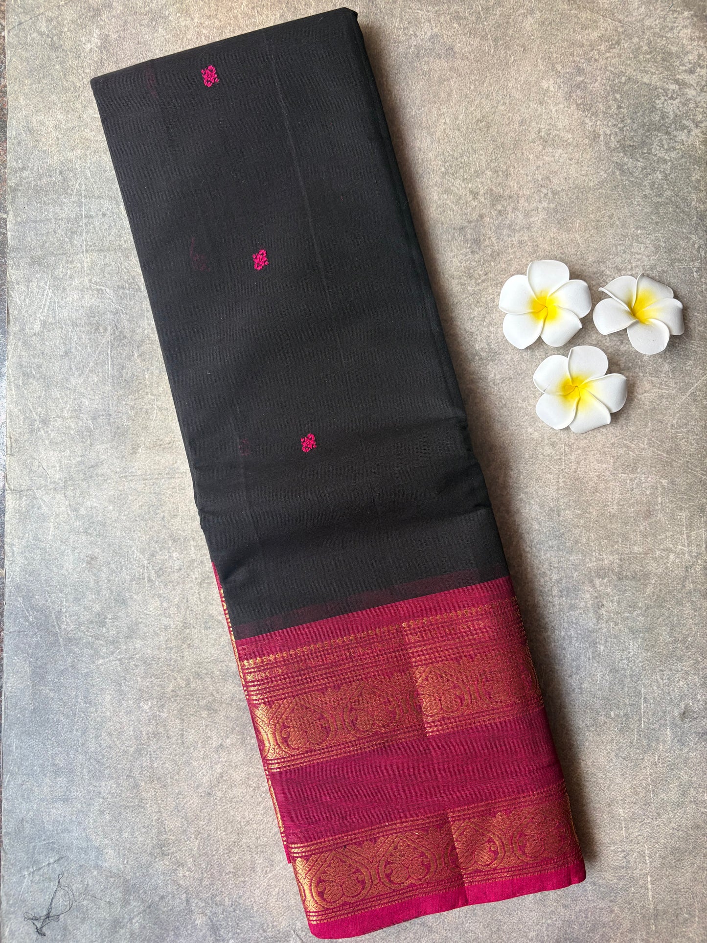 Kanchi Cotton Saree Black | TLL702