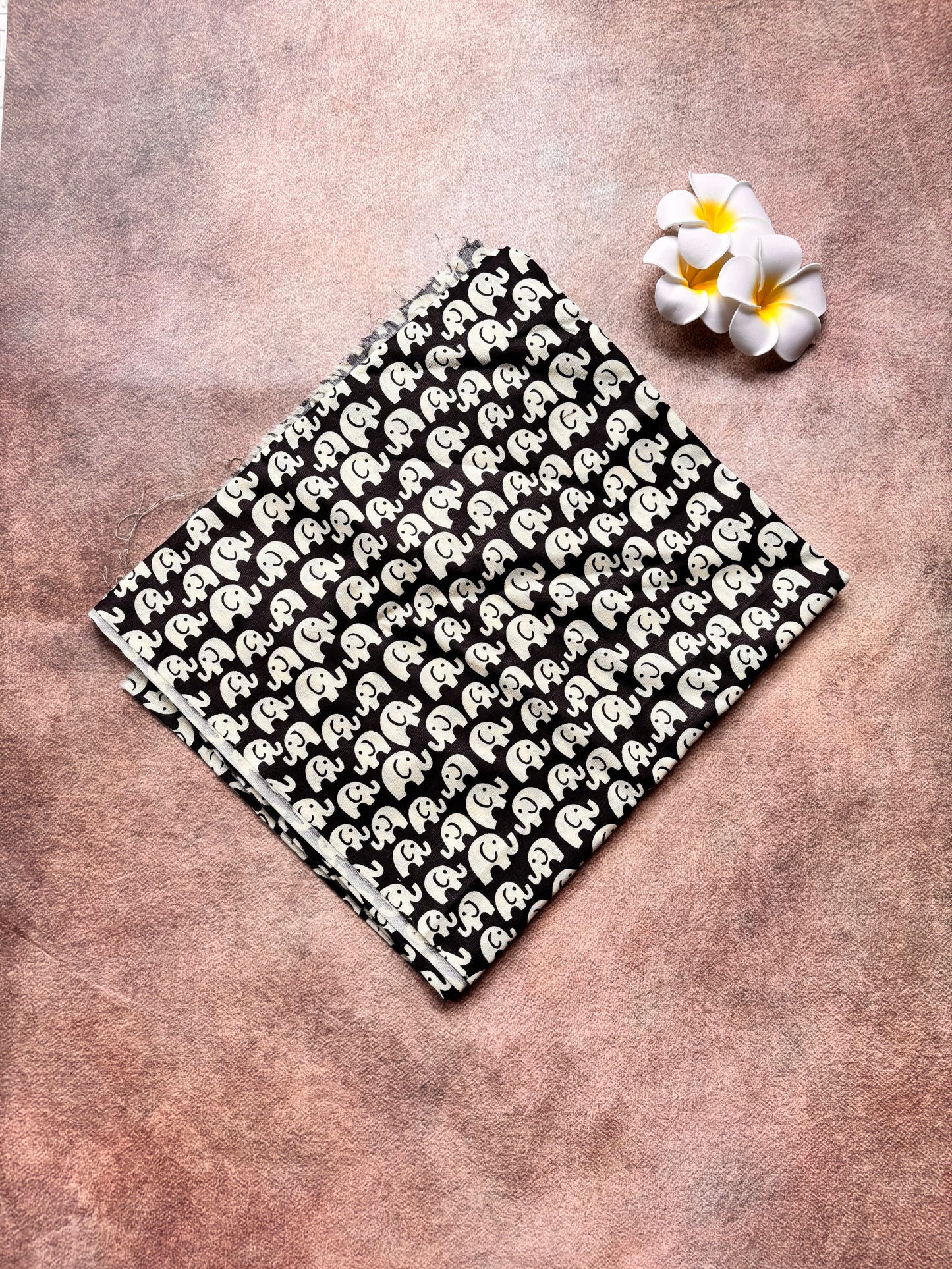 Plain Black Kadhi Cotton Saree with Attached Blouse Featuring Elephant Motif | The Laya Looms