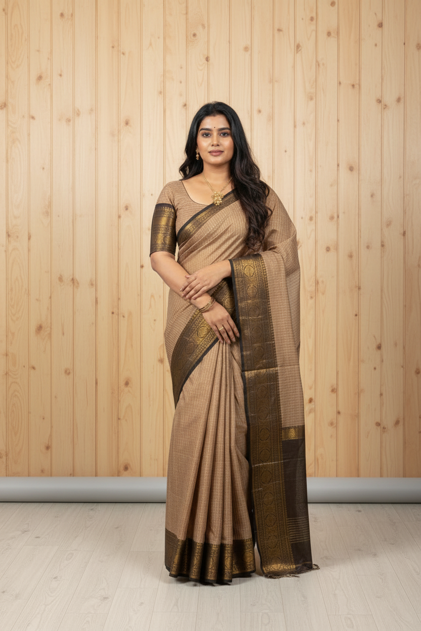 Kanchi cotton Black Rich Border | TLL145