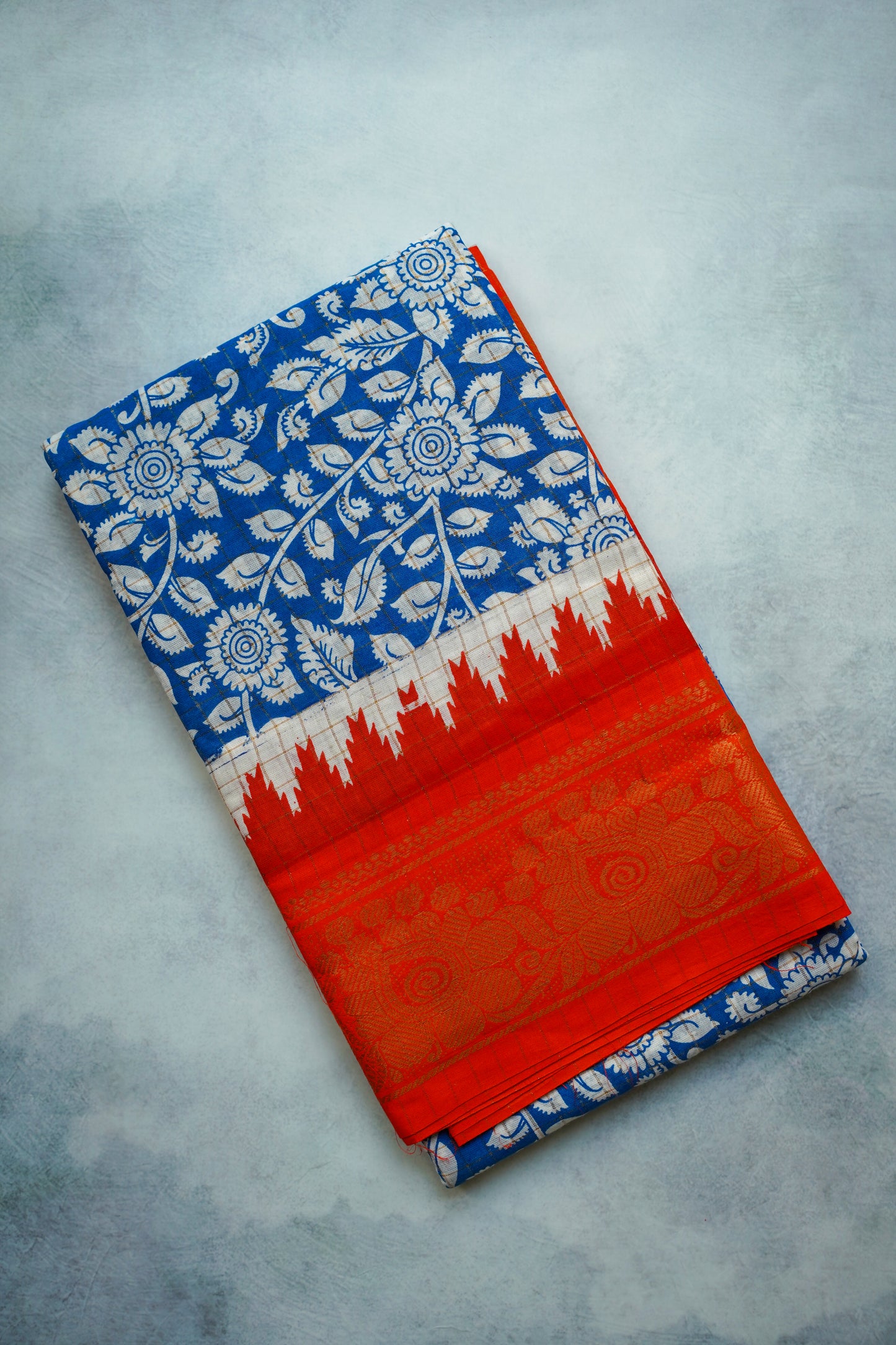 kalamkari printed sugudi saree with blouse