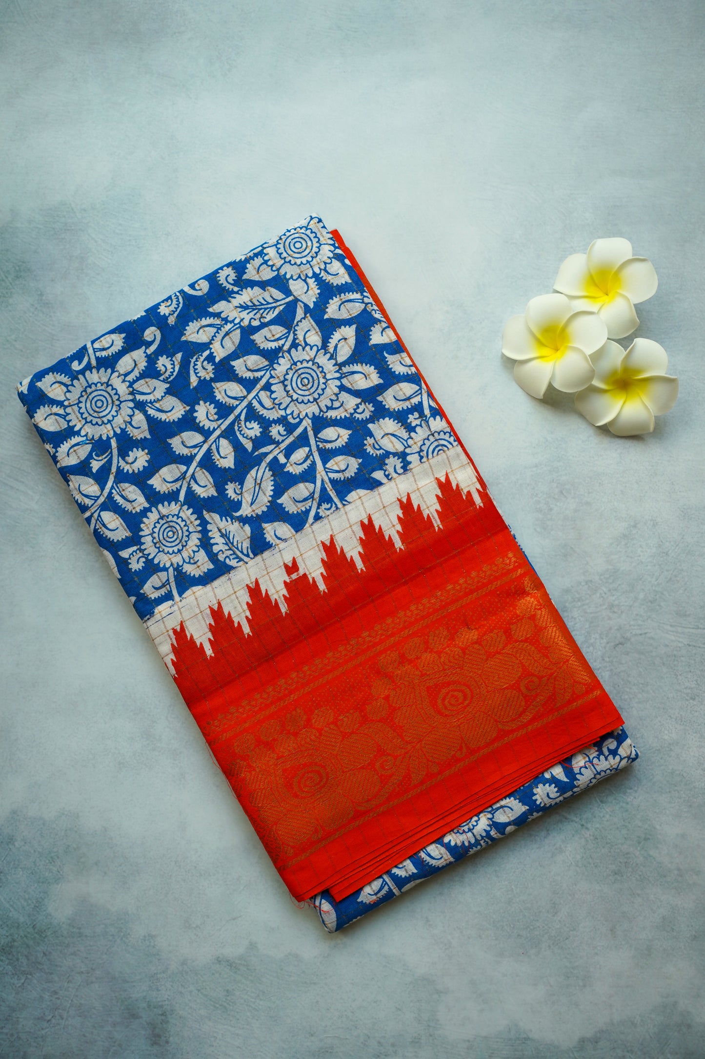 kalamkari printed sugudi saree with blouse