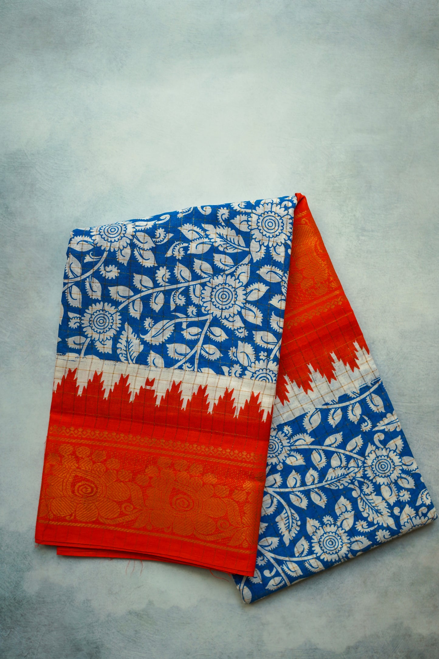kalamkari printed sugudi saree with blouse