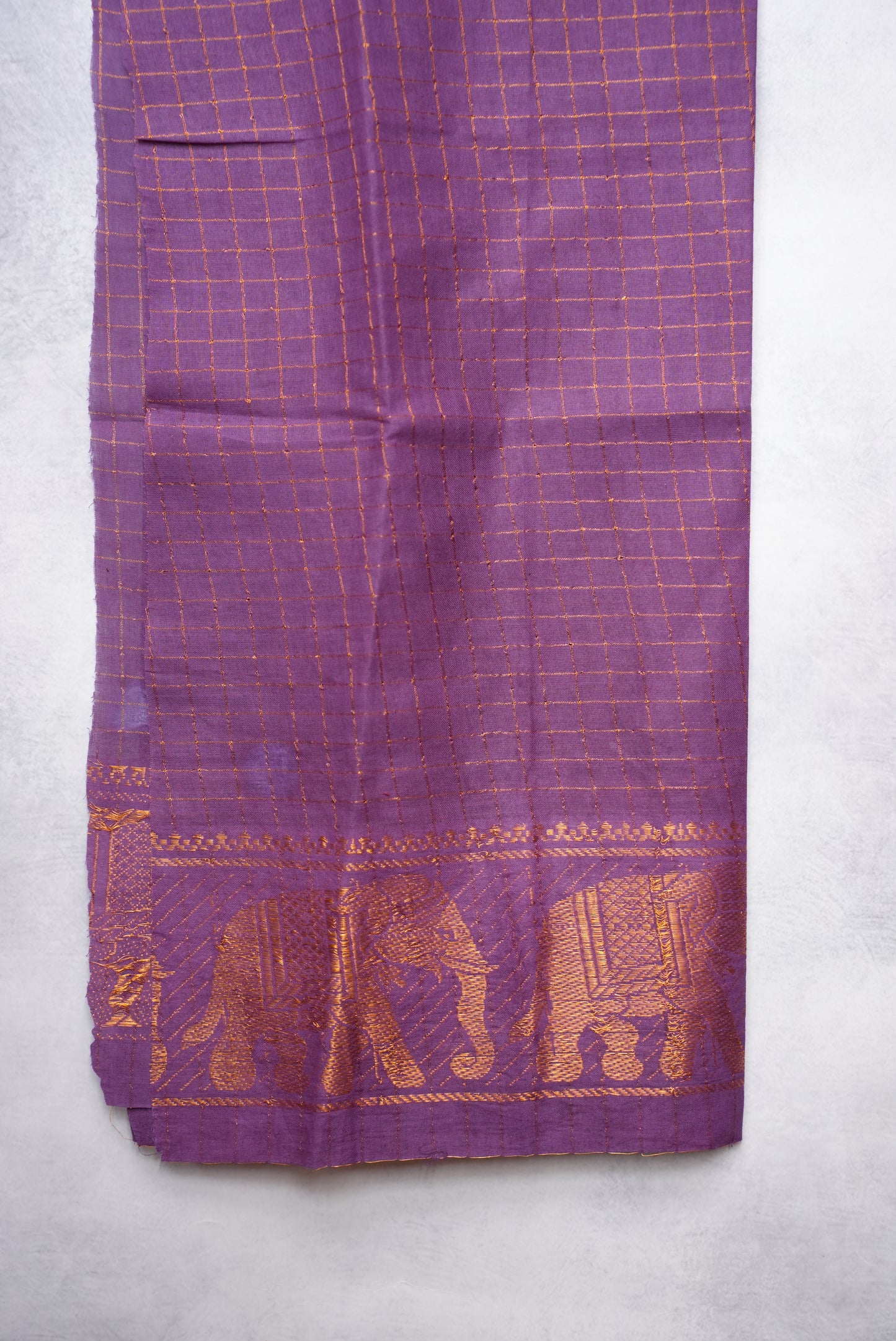 Sungudi Golden Zari Checked Black Saree with Violet Border
