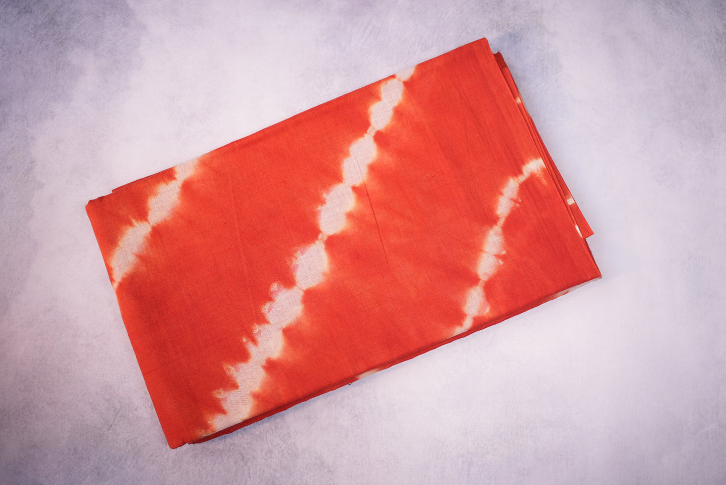 Orange Shibori Saree with White Cross Tie and Dye
