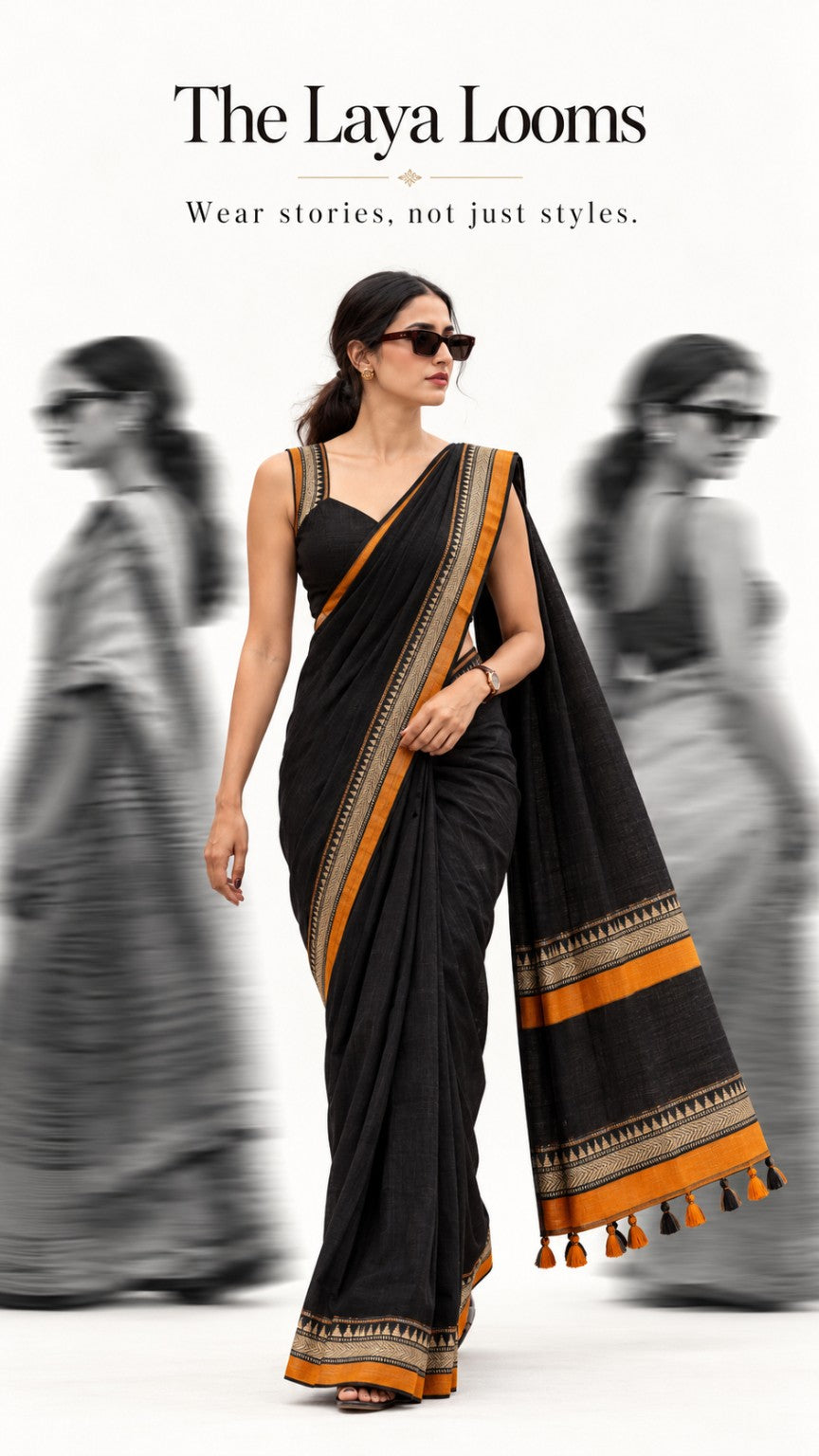 Narayanpet Cotton Saree Black | TLL445