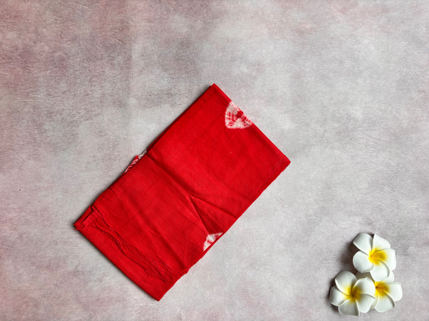 Hand-Knotted Sungudi Cotton Saree –Red with Black Borderless (With Blouse)