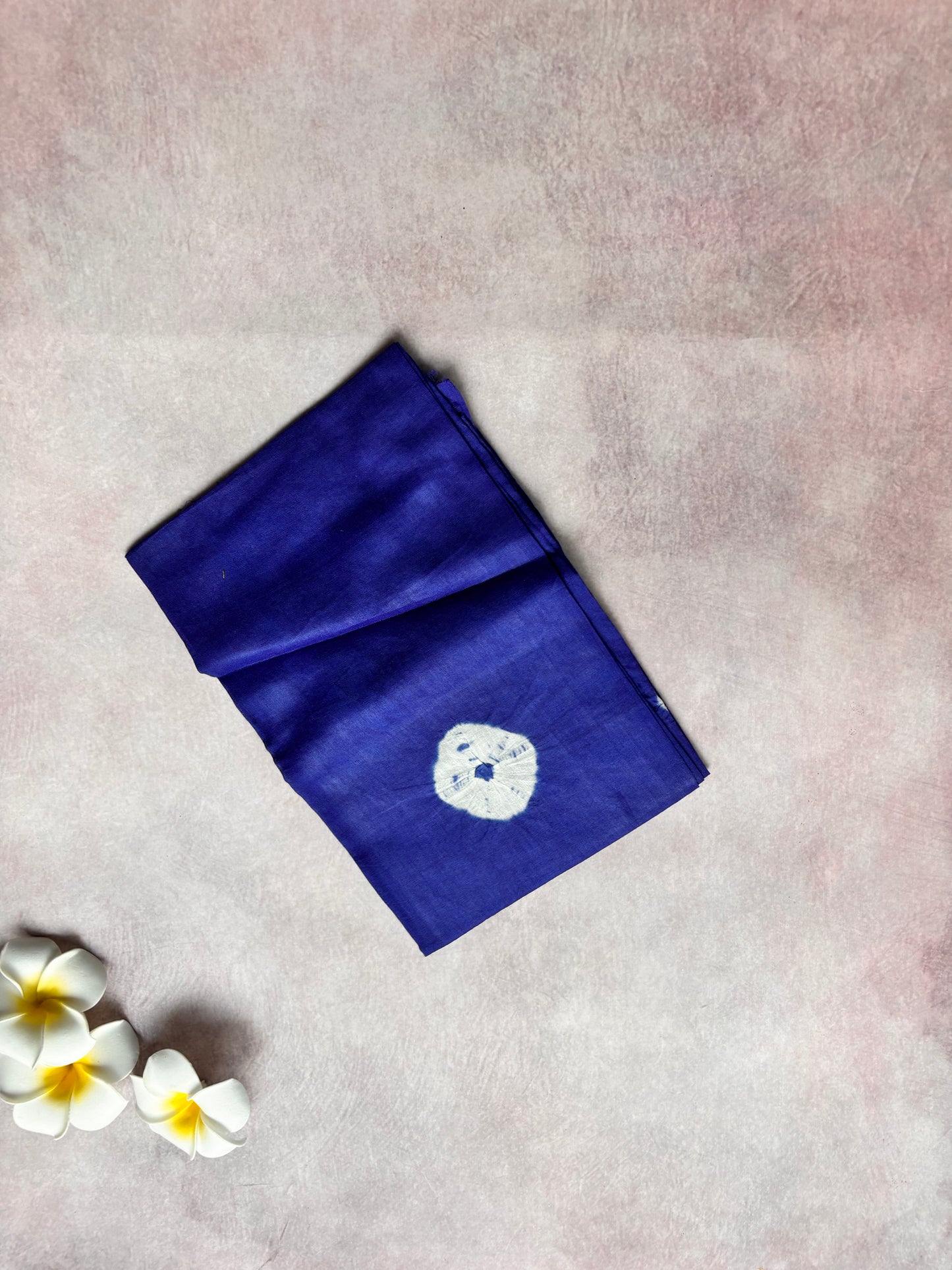 Hand-Knotted Sungudi & Bandhini Cotton Saree – Blue and Royal Blue Mix (With Border & Blouse)
