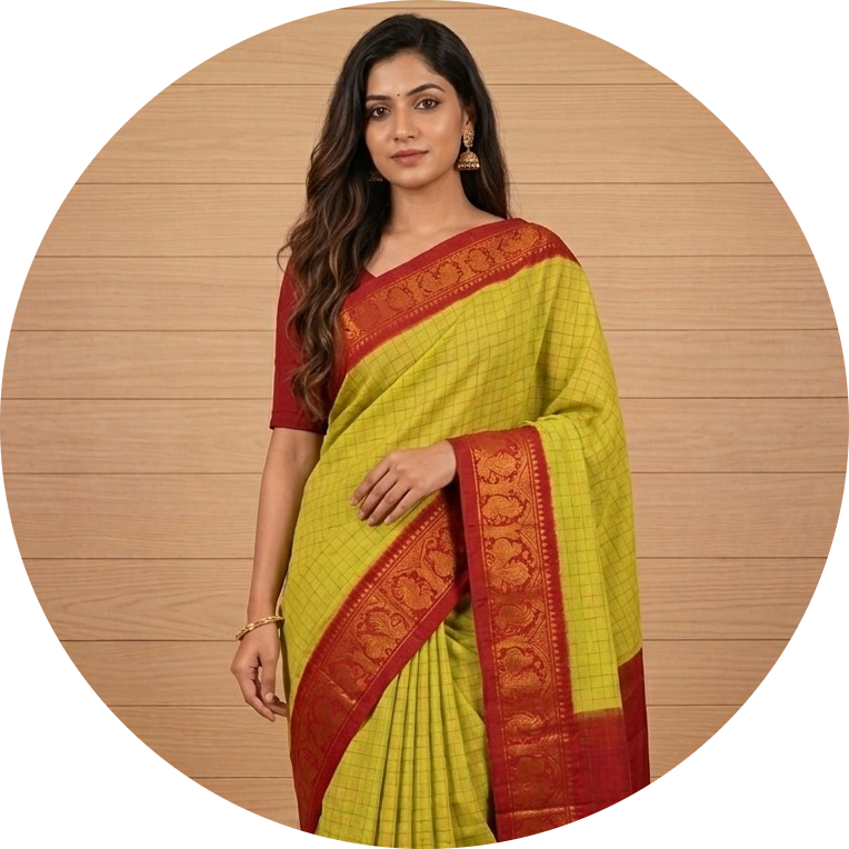 Golden zari checked