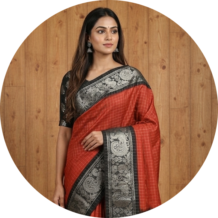Silver zari checked