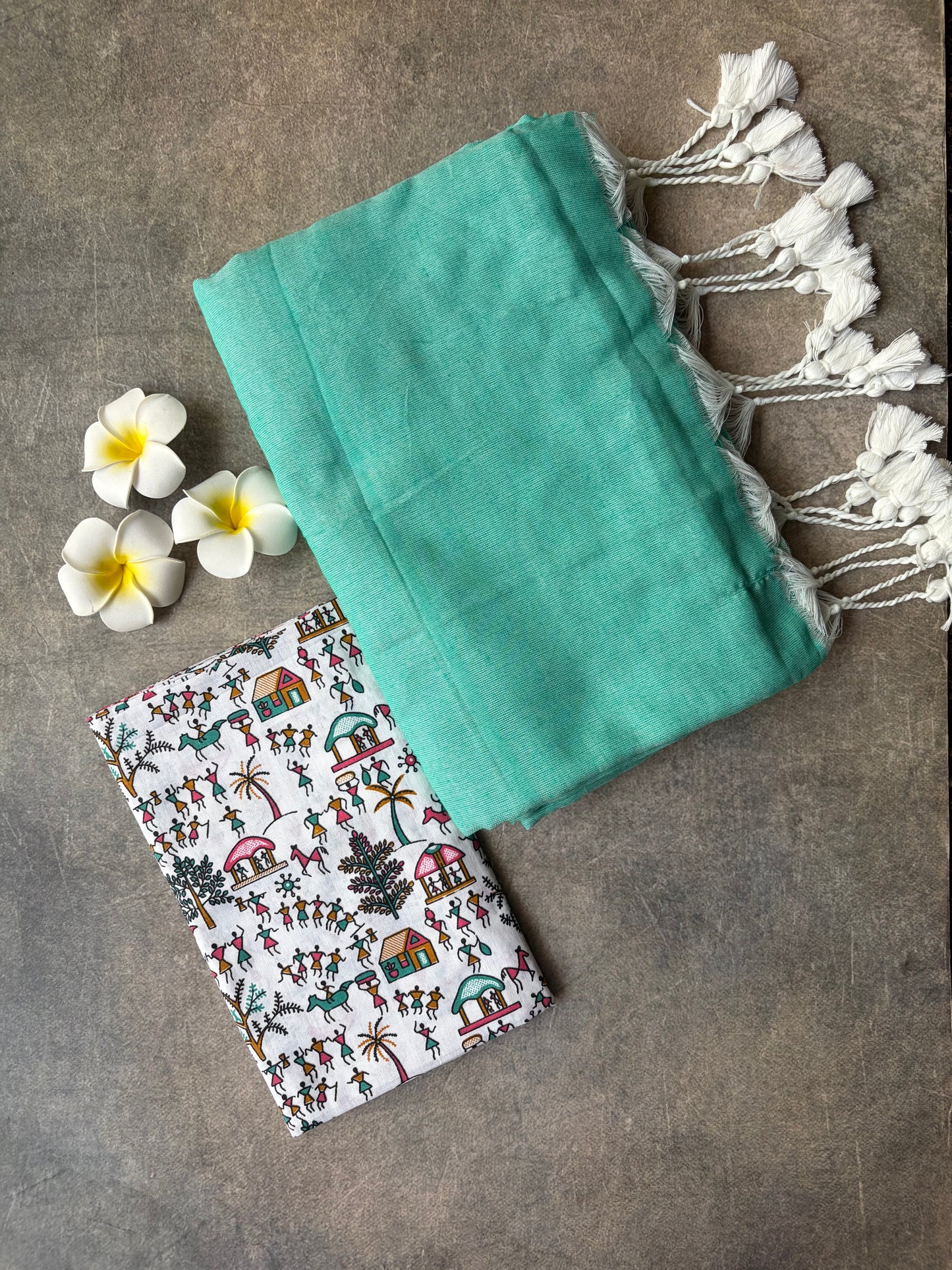Khadi Cotton Saree Mint Green | TLL734