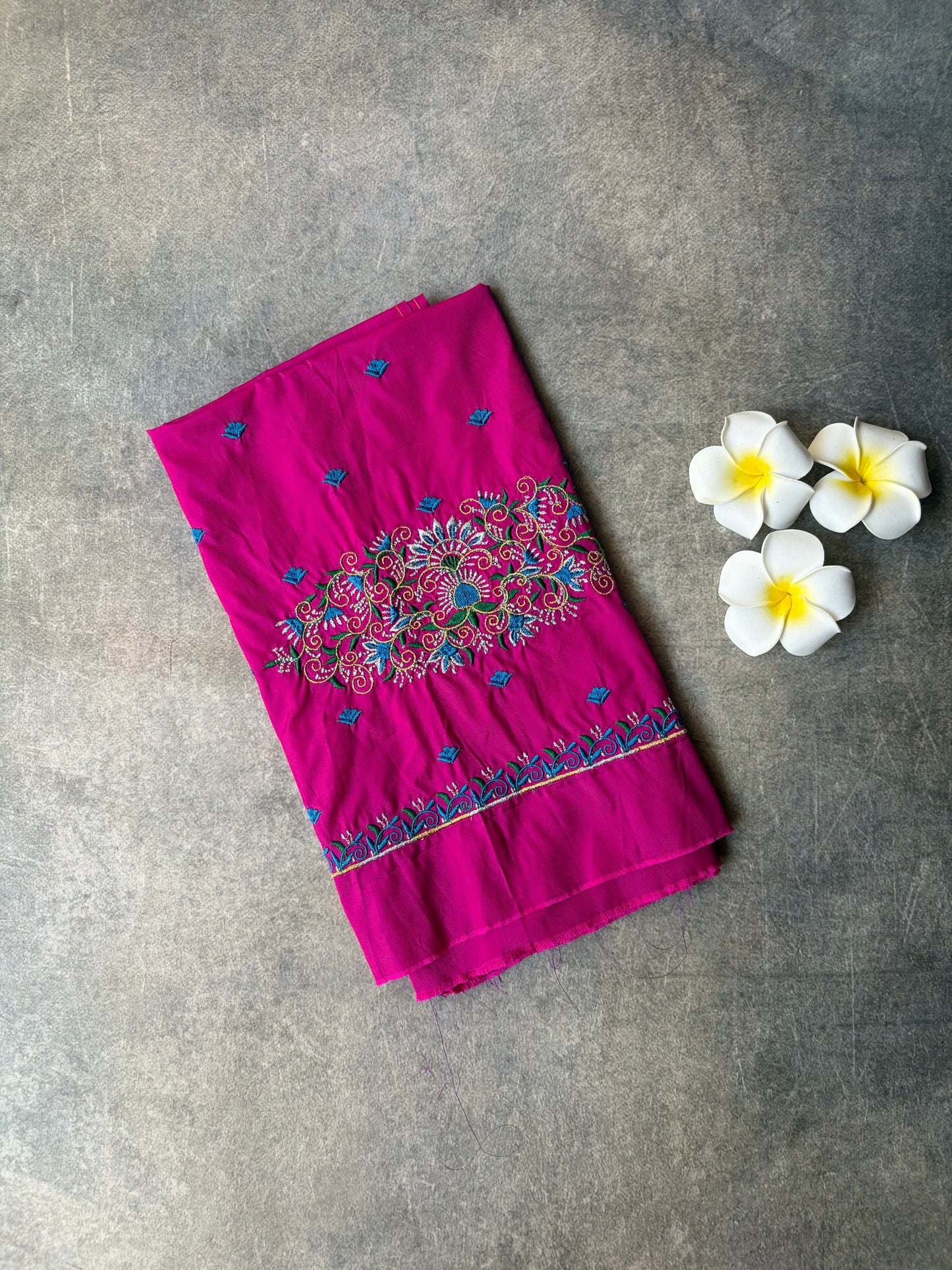 Embroidery Work Silk Blouse Piece Magenta | TLL354
