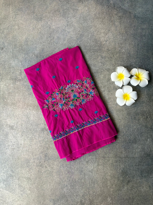 Embroidery Work Silk Blouse Piece Magenta | TLL354