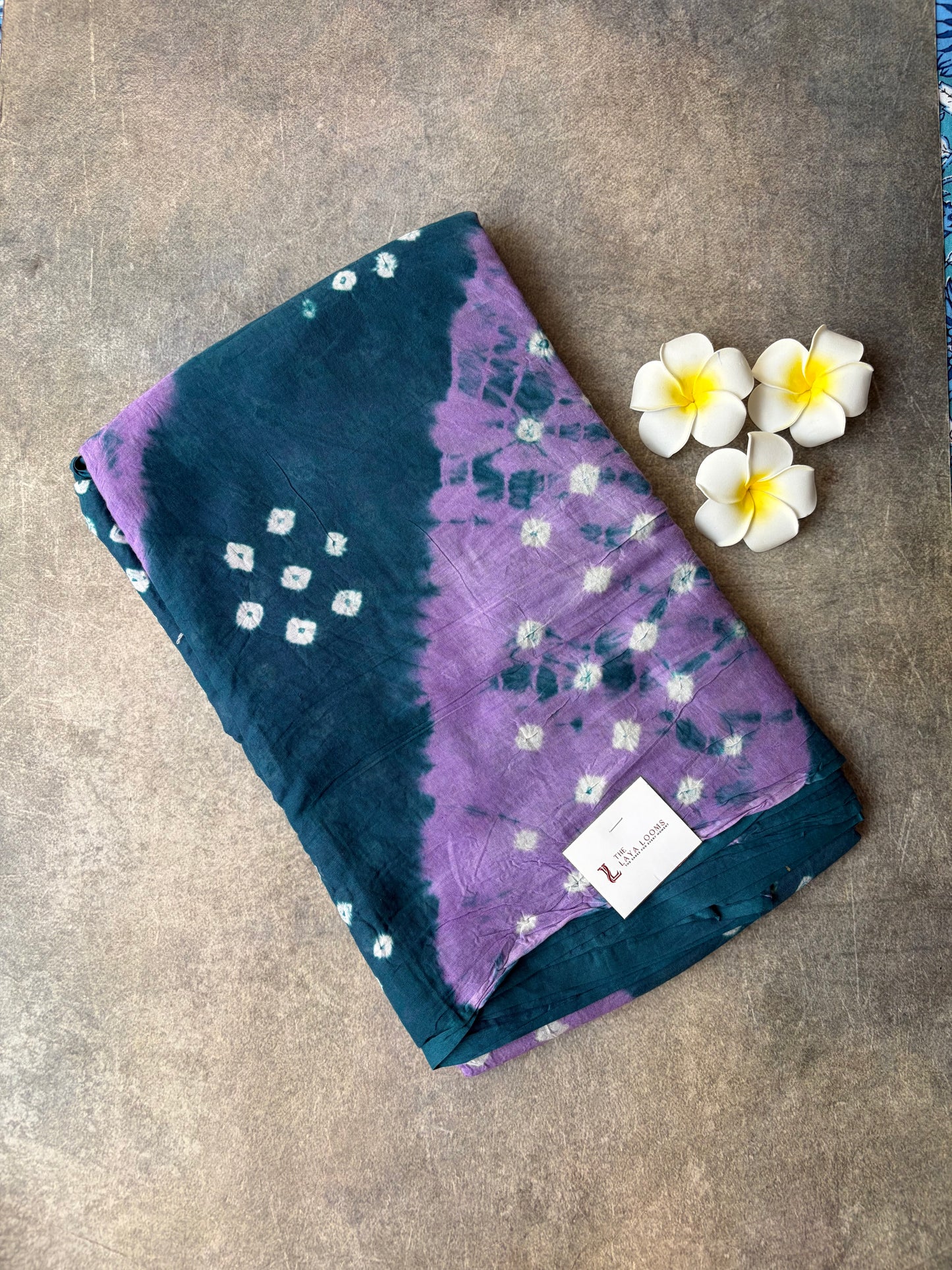 Bhandhini Cotton saree | Hand-knotted Sungudi Saree | Blue with Purple Colour | TLL196