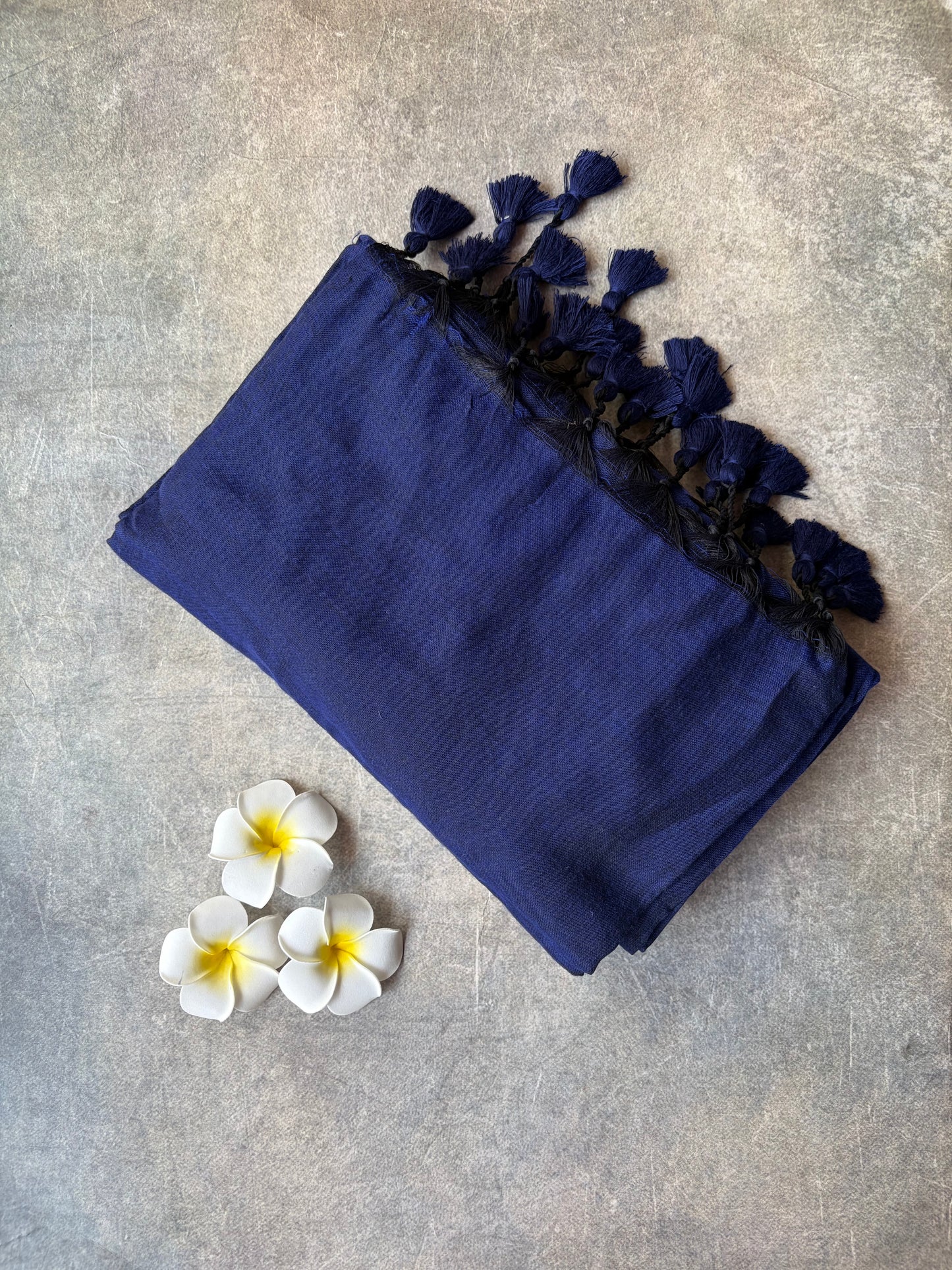 Khadi Cotton Saree Navy Blue | TLL735