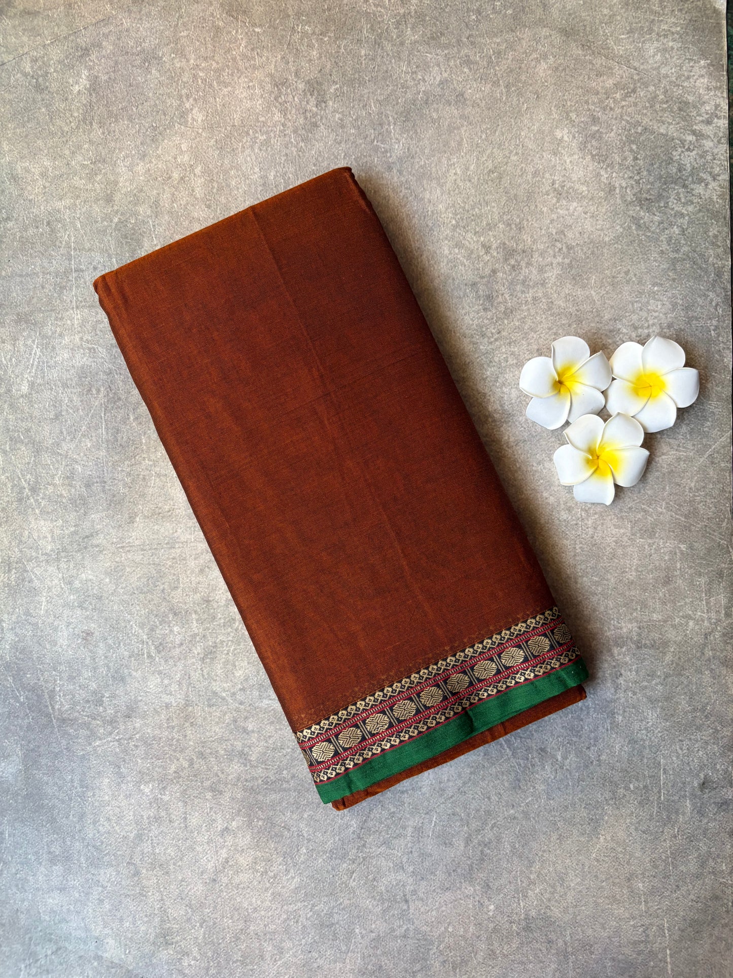 Narayanpet Cotton Saree Rust Brown | TLL442